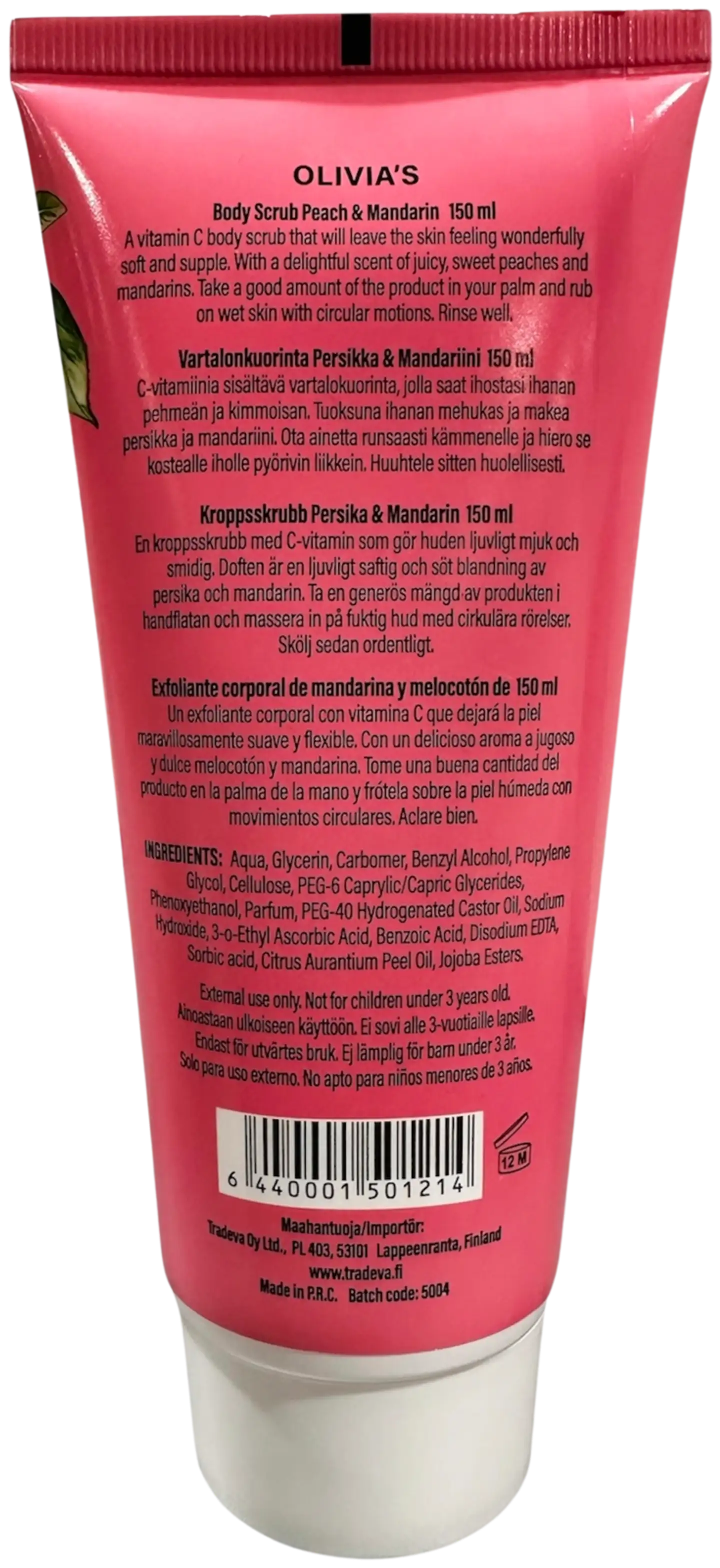Olivia's vartalokuorinta vitamin C persikka & mandariini 150ml - 2