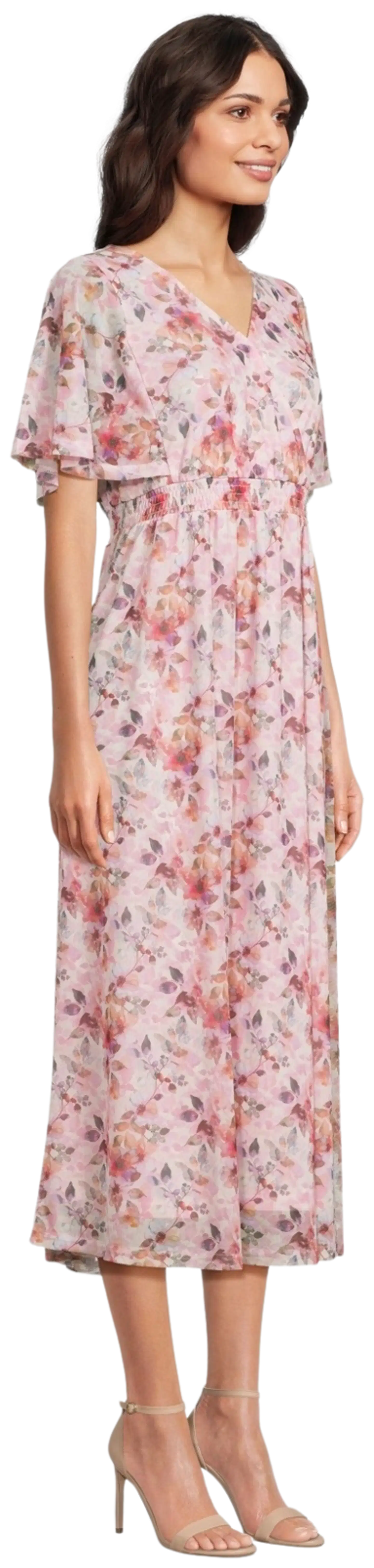 House naisten juhlamekko mesh 218H261743 - Pink AOP - 4