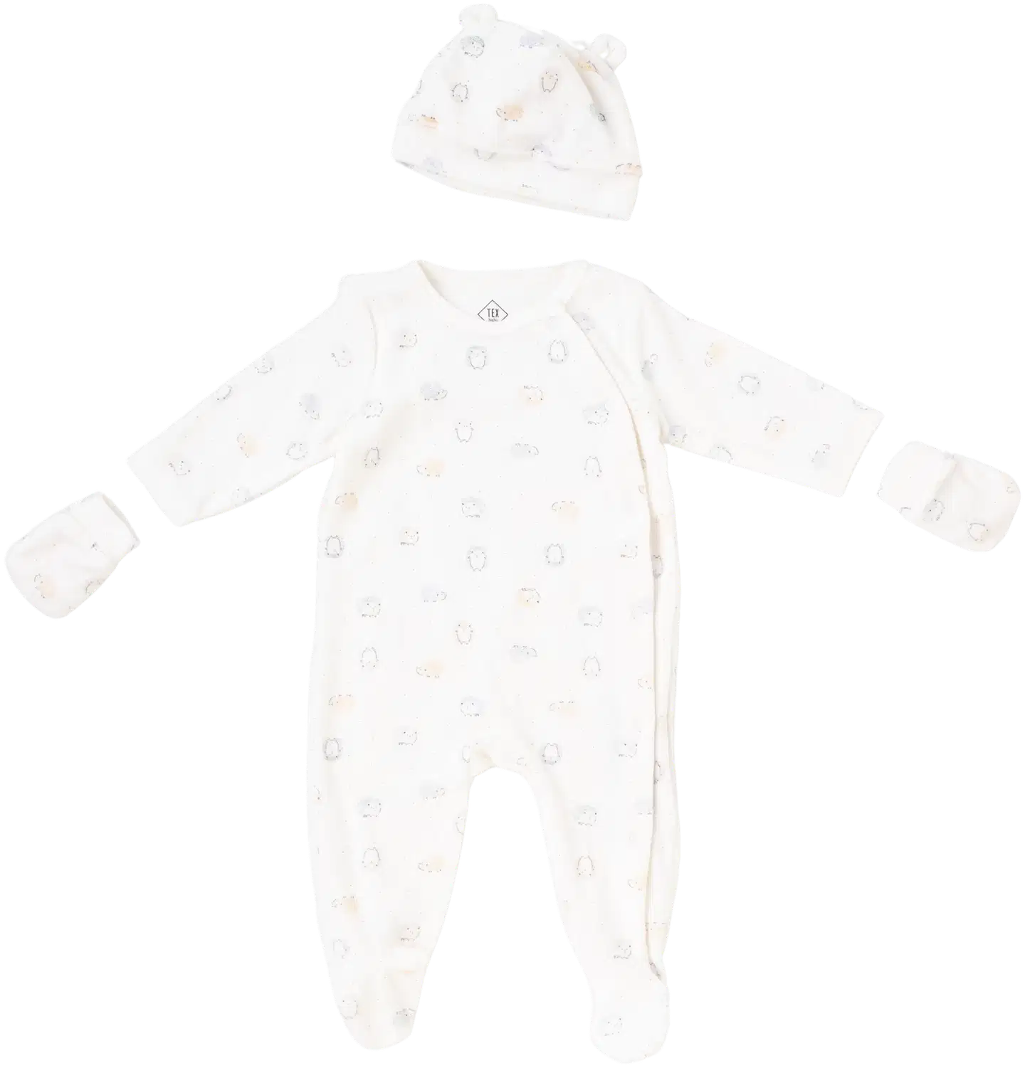 TEX BABY vauvojen veluurisetti 5 osaa Siili I990791 - Off white - 2