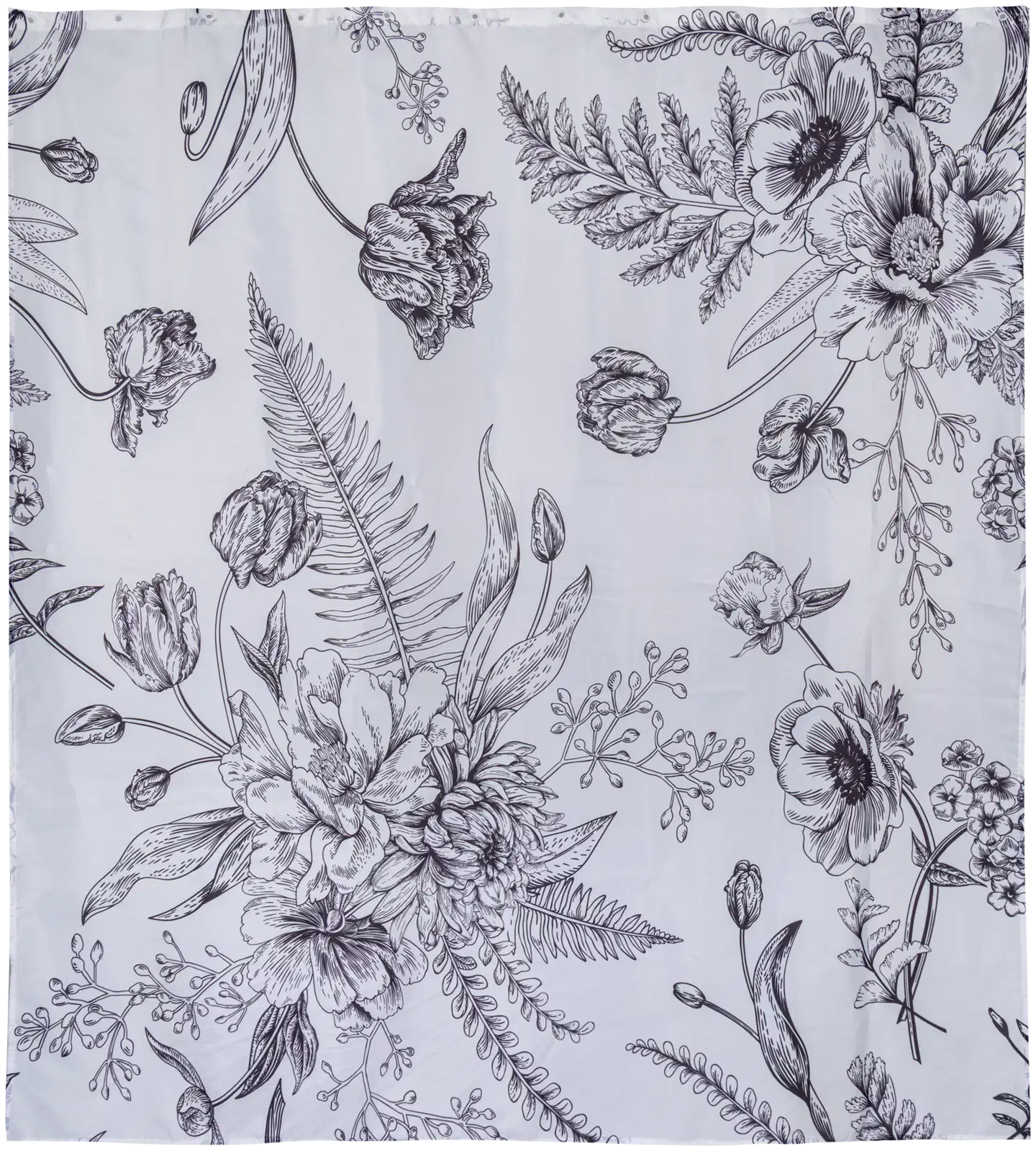 House suihkuverho black/white flowers 180x200 cm - 2