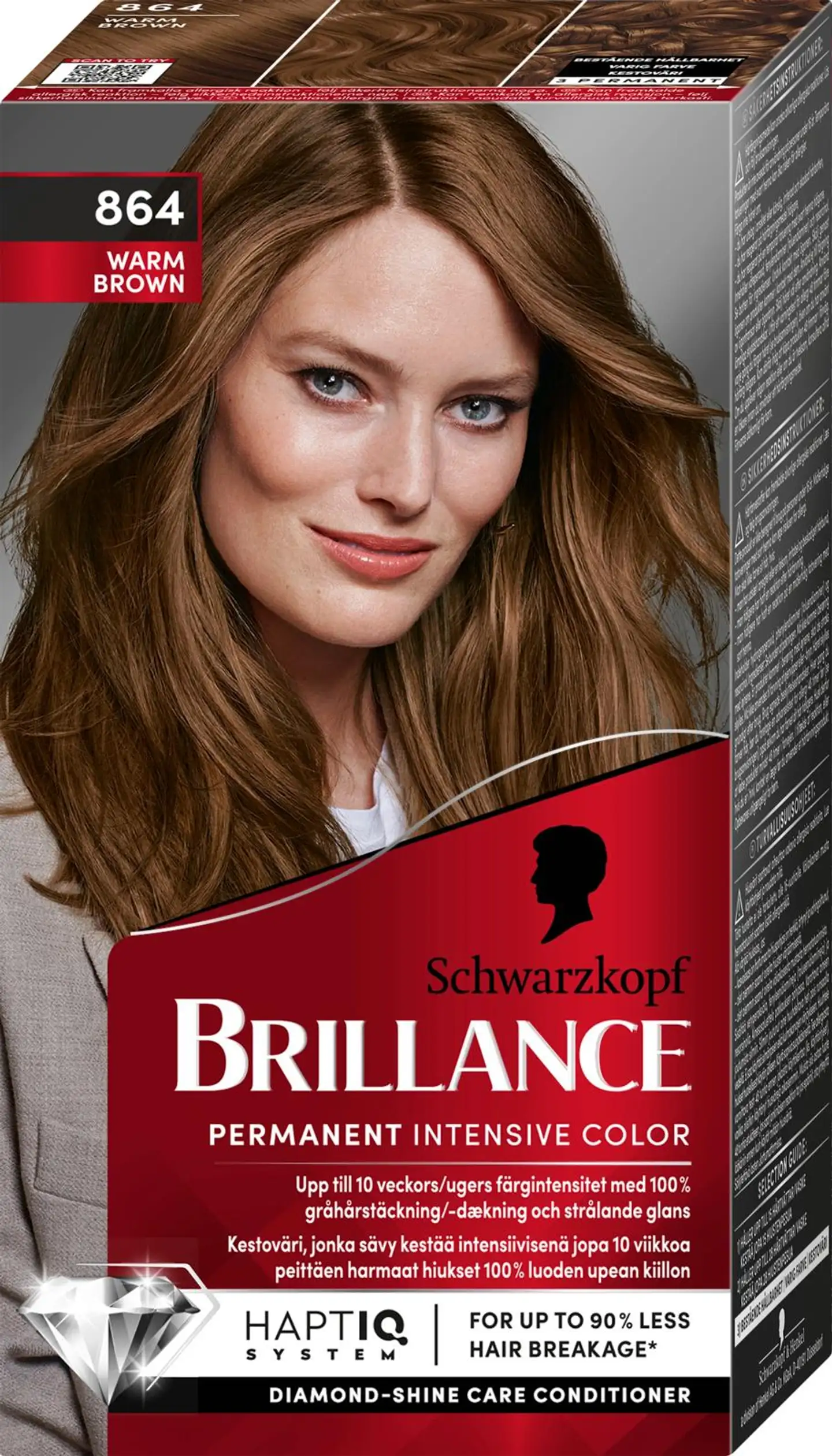 Schwarzkopf Brillance 864 Warm Brown hiusväri 1 kpl