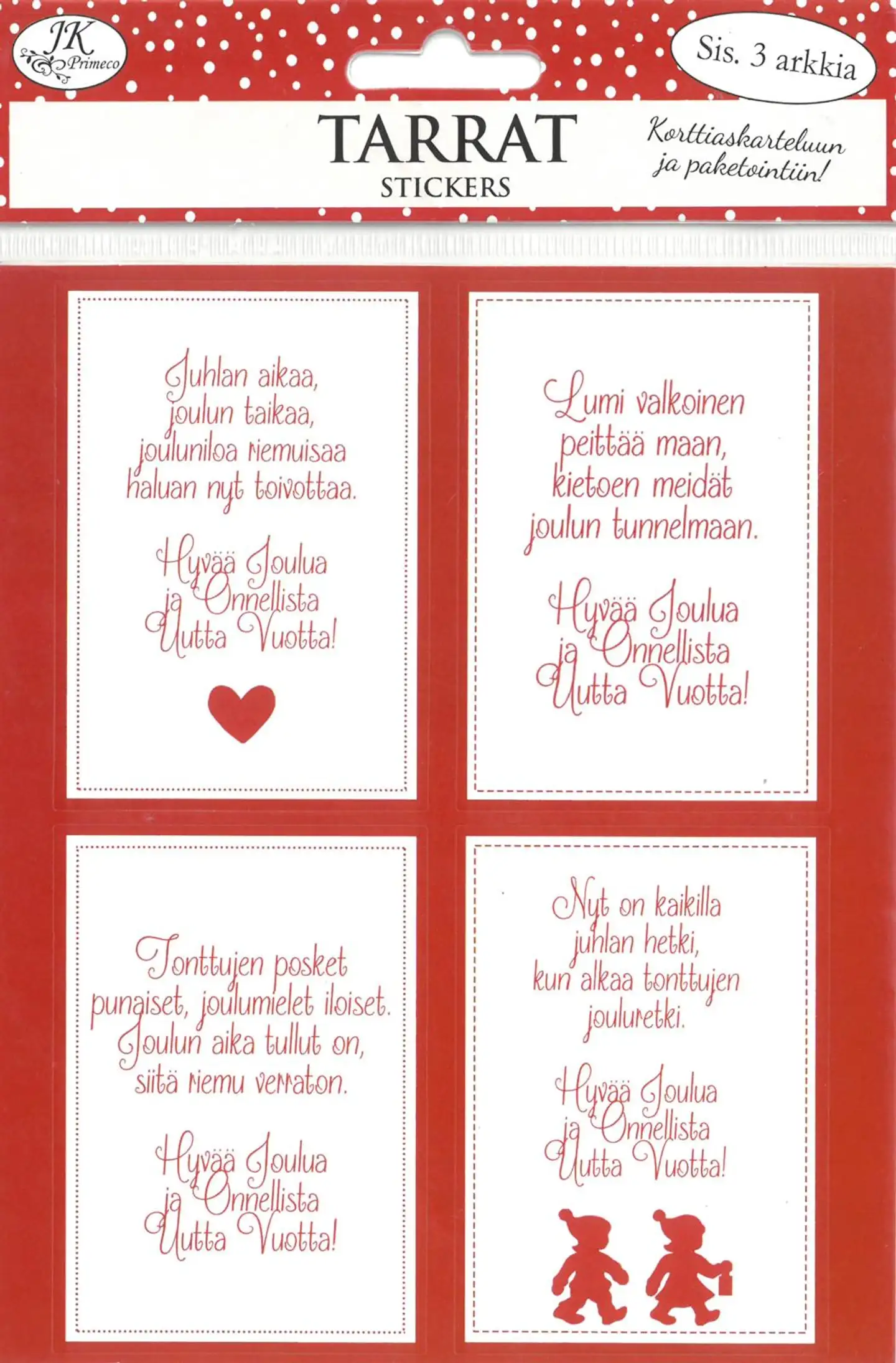 J.K. Primeco tarra Joulutoivotukset punainen 3ark