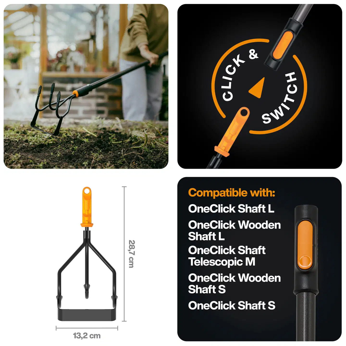 Fiskars OneClick Möyhennyskuokka juuriterällä - 2