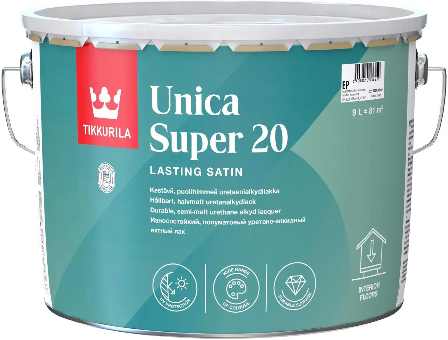 Tikkurila lakka Unica Super 20 9 l EP sävytettävissä puolihimmeä