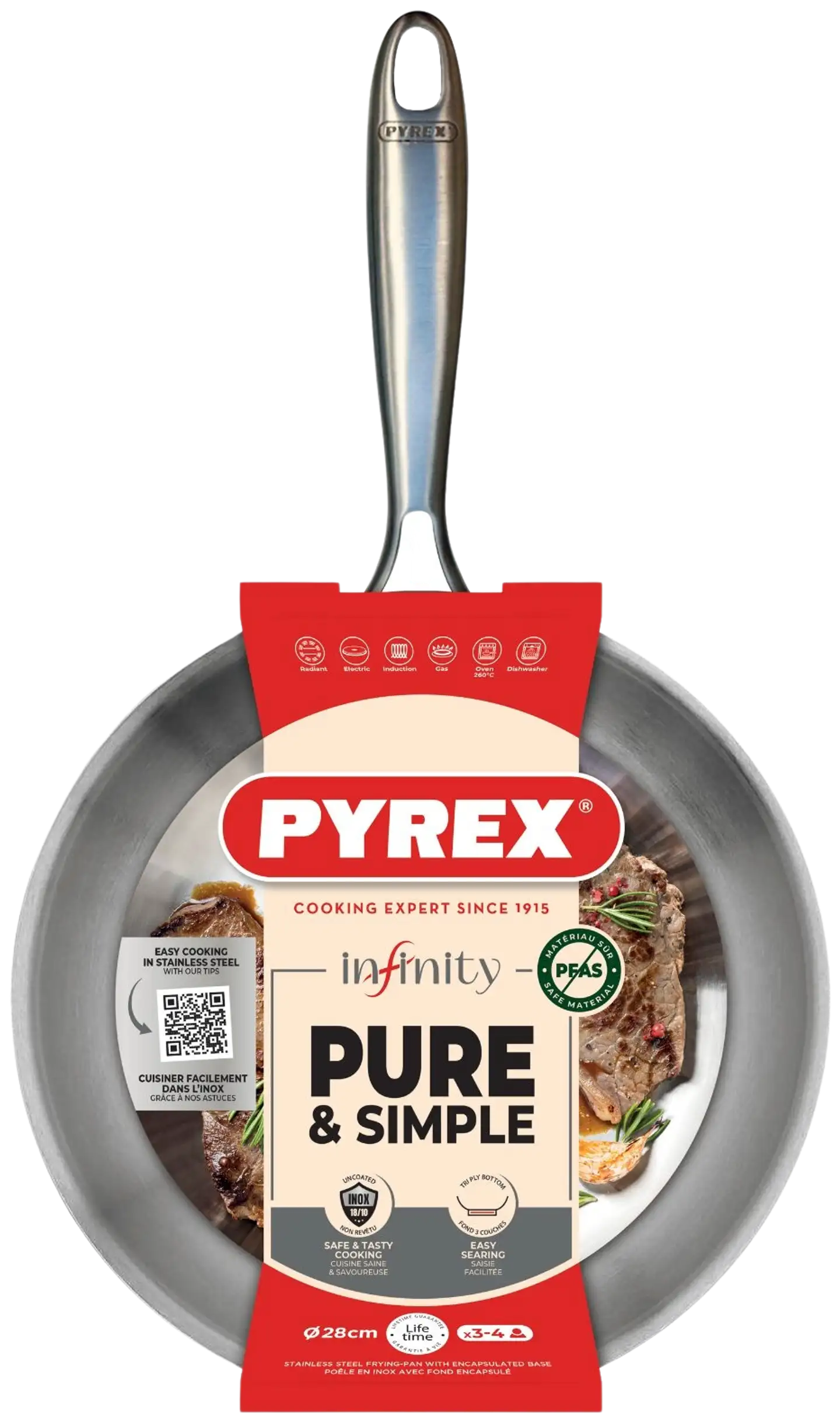 Pyrex paistinpannu teräs 24 cm - 1
