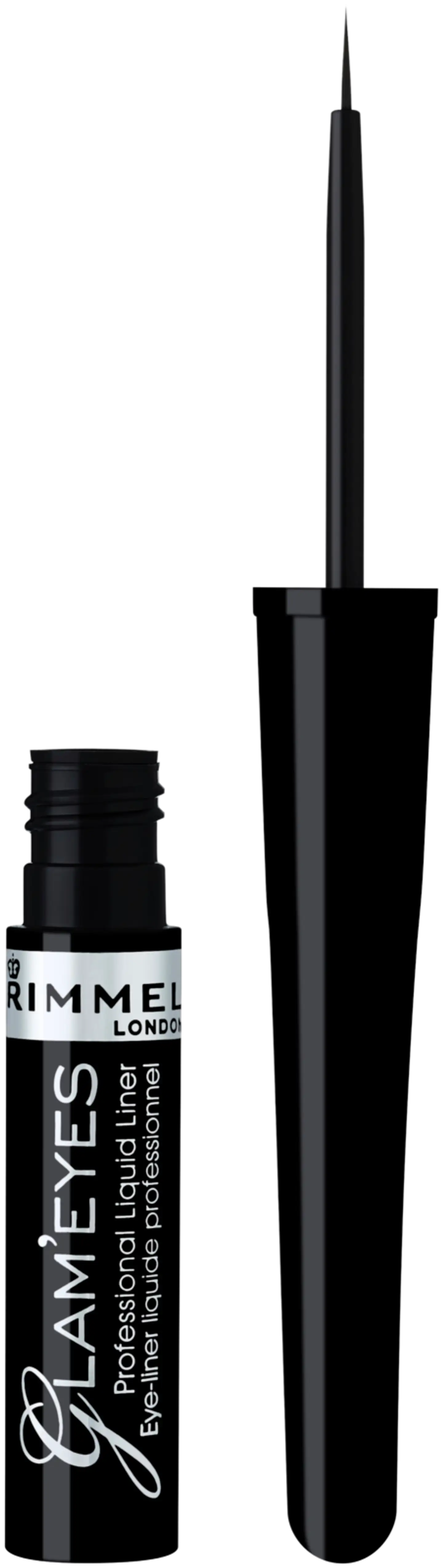 Rimmel 3,5ml Glam'Eyes Professional Liquid Eyeliner 001 Black Glamour nestemäinen rajausväri - 1