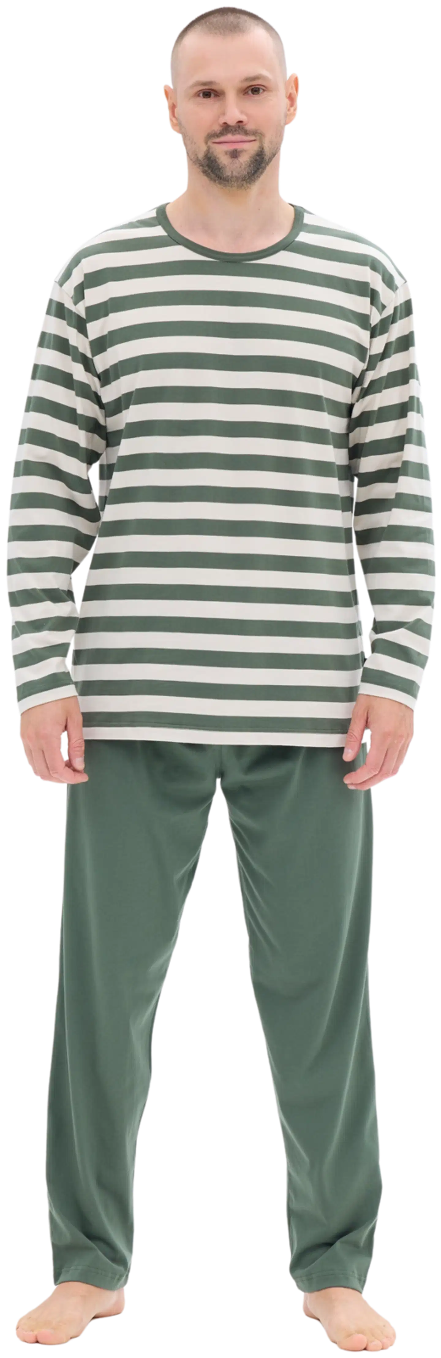 RATIA miesten pyjama - vihreä/beige - 1