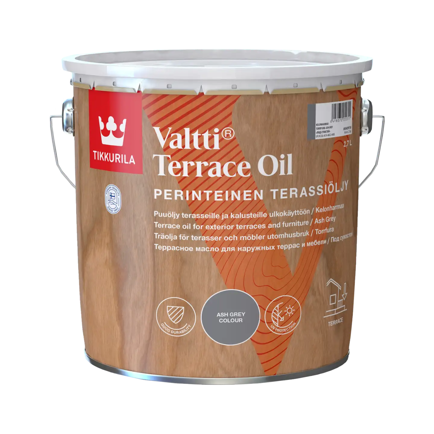 Tikkurila terassiöljy Valtti Terrace Oil 2,7 l kelonharmaa