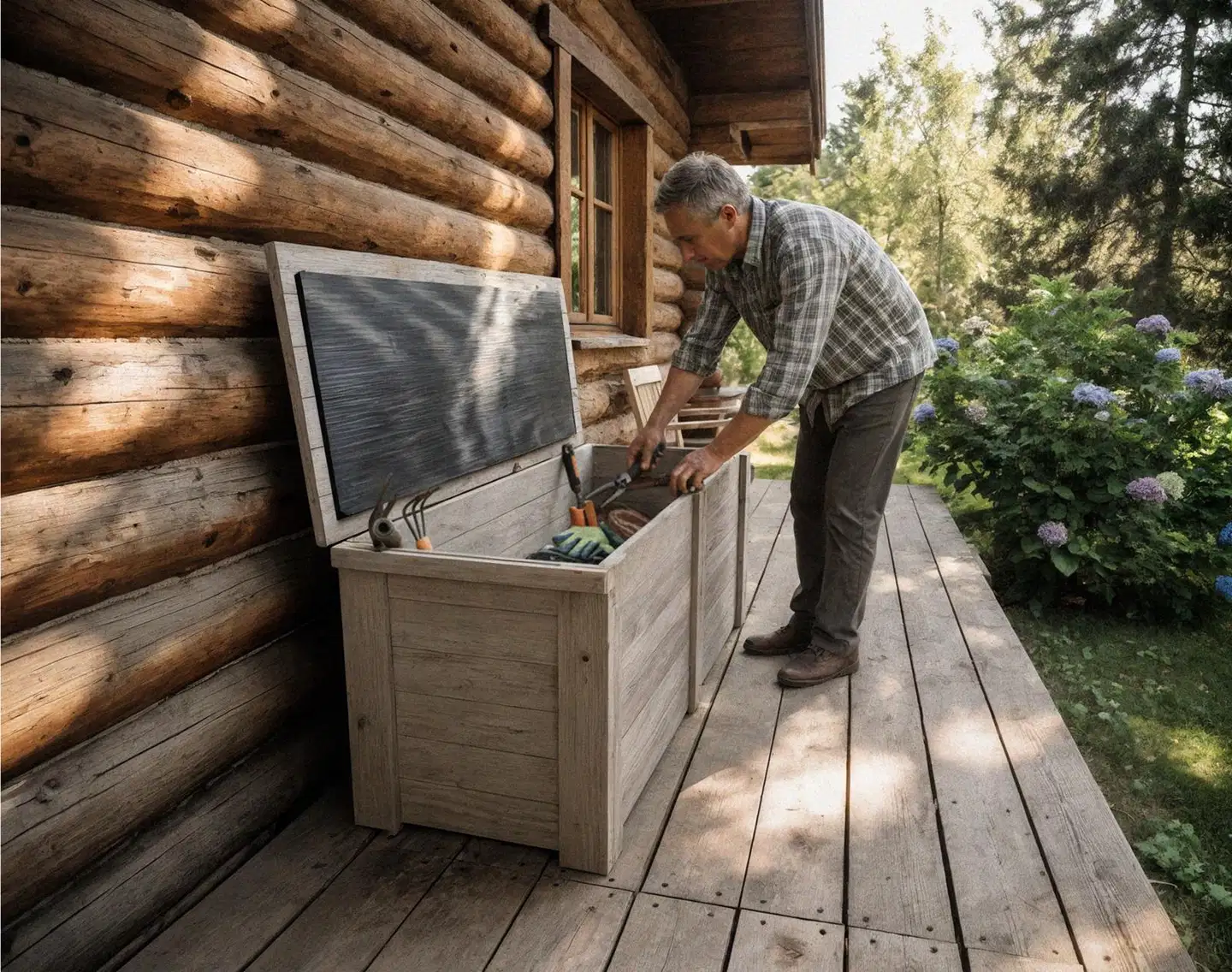 Piha-arkku, vaalean harmaa 57x61x160cm - 4