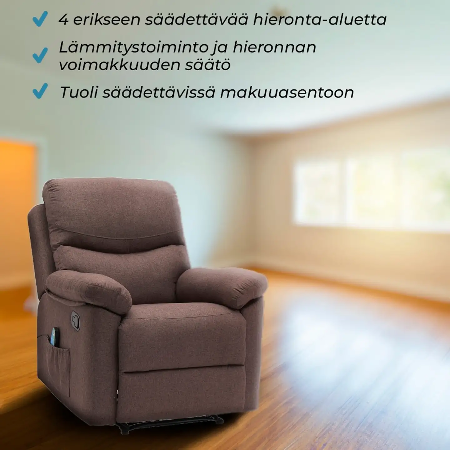 Lykke hierontatuoli ruskea - 9