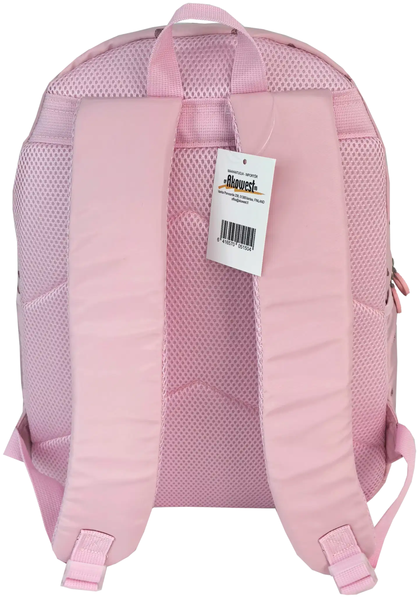 Pinkki koulureppu pompomilla - 3
