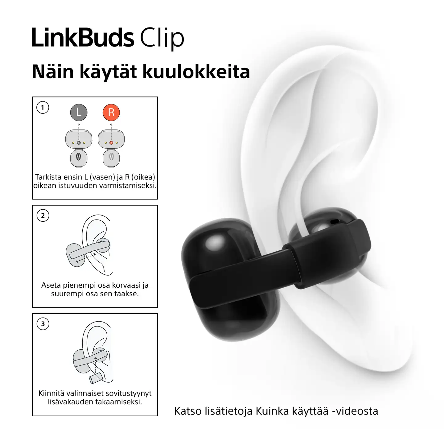 Sony LinkBuds Clip Open-Ear kuulokkeet WF-LC900C, harmaa - 6
