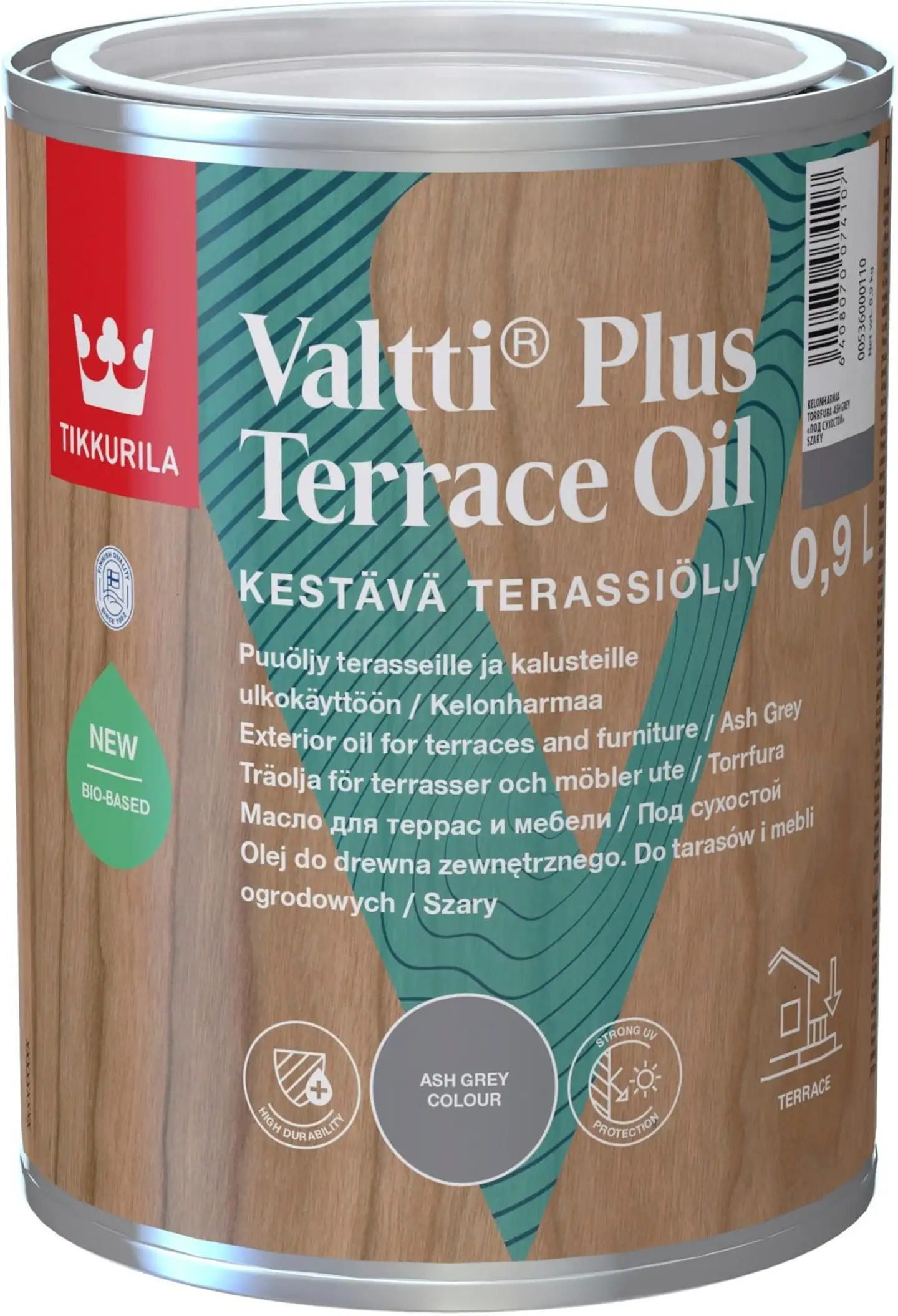 Tikkurila terassiöljy Valtti Plus Terrace Oil 0,9 l kelonharmaa