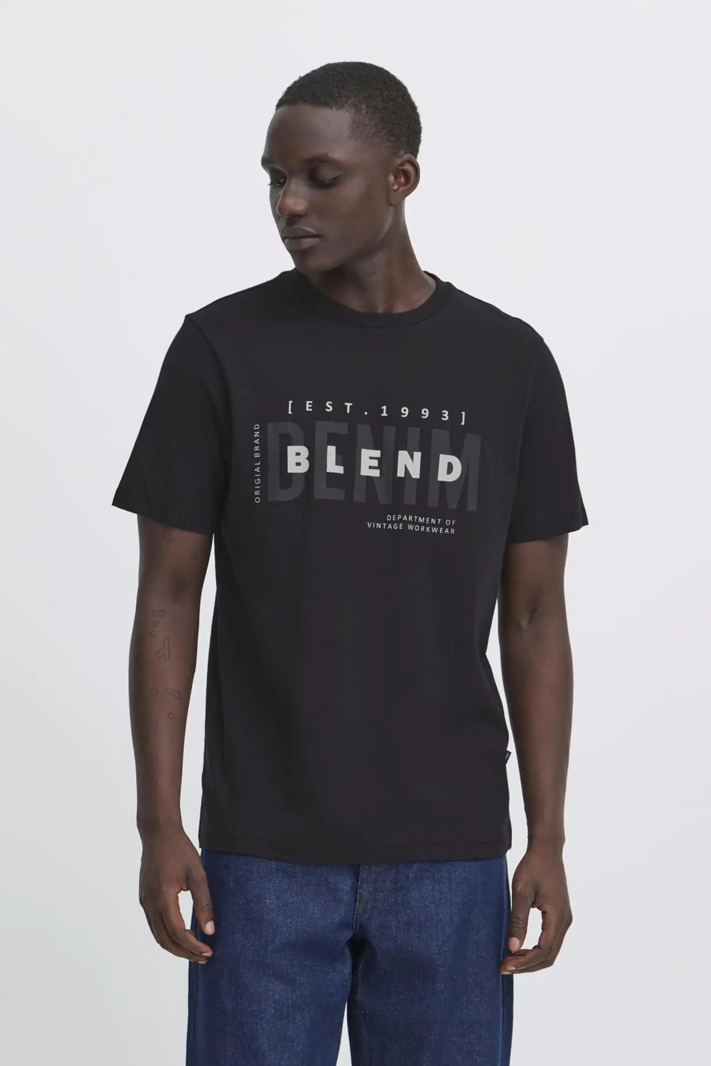 Blend miesten t-paita Bhkiman denim logo - BLACK - 3
