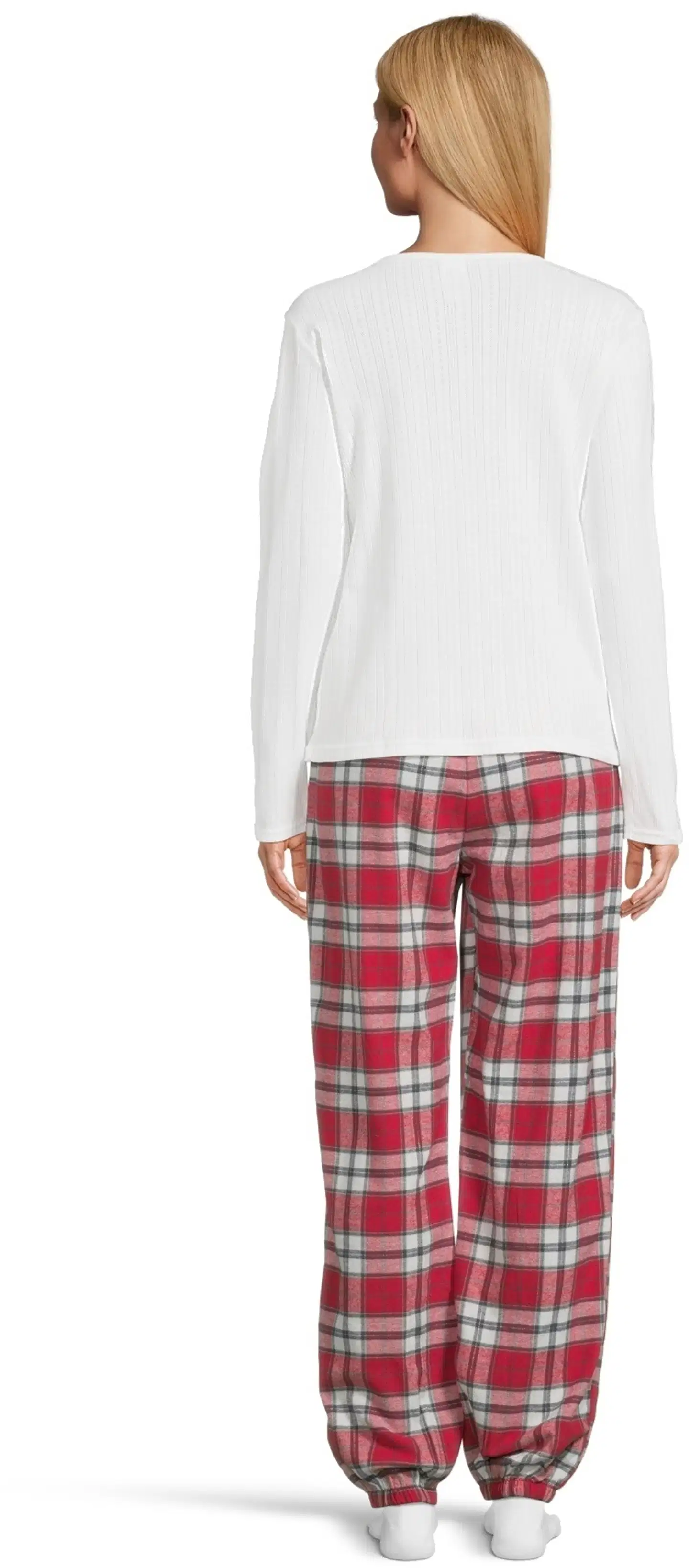 Actuelle naisten pyjama 212A382618 - White/ red check - 3