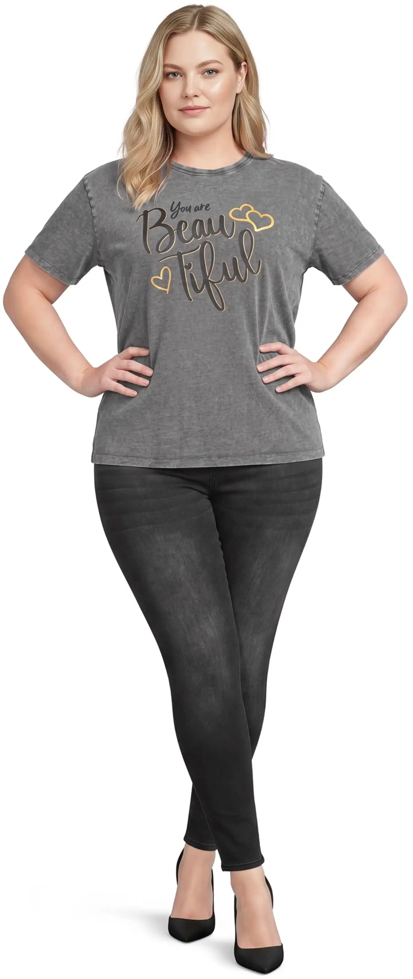 House naisten oversize t-paita Beautiful 213HP30606, D-mitoitus - D.grey acid wash - 4