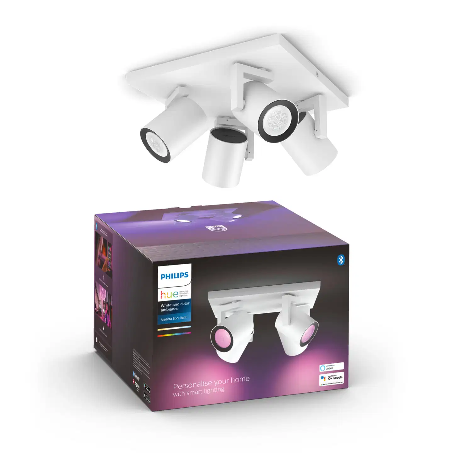 Philips Hue Argenta -kohdevalaisin neljällä spotilla 4.2W 2000-6500K 1200LM valkoinen - 2