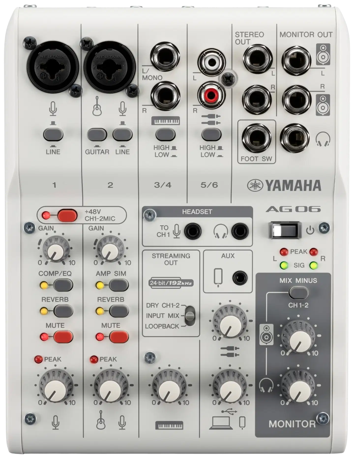 Yamaha livestriimausmikseri AG06mk2W - 2