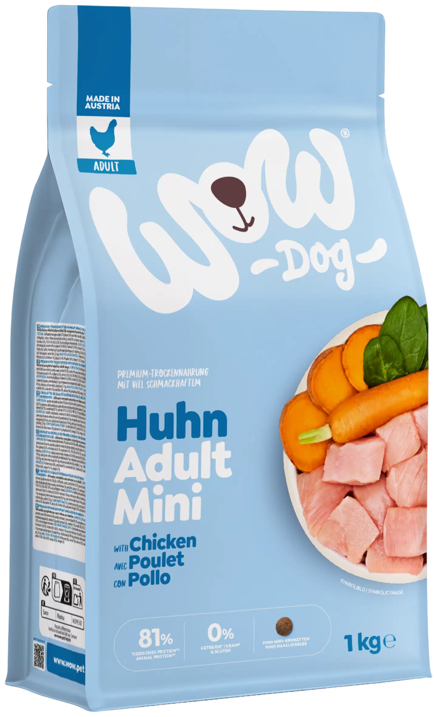 WOW DOG Minis ADULT Kana kuivaruoka 1 kg