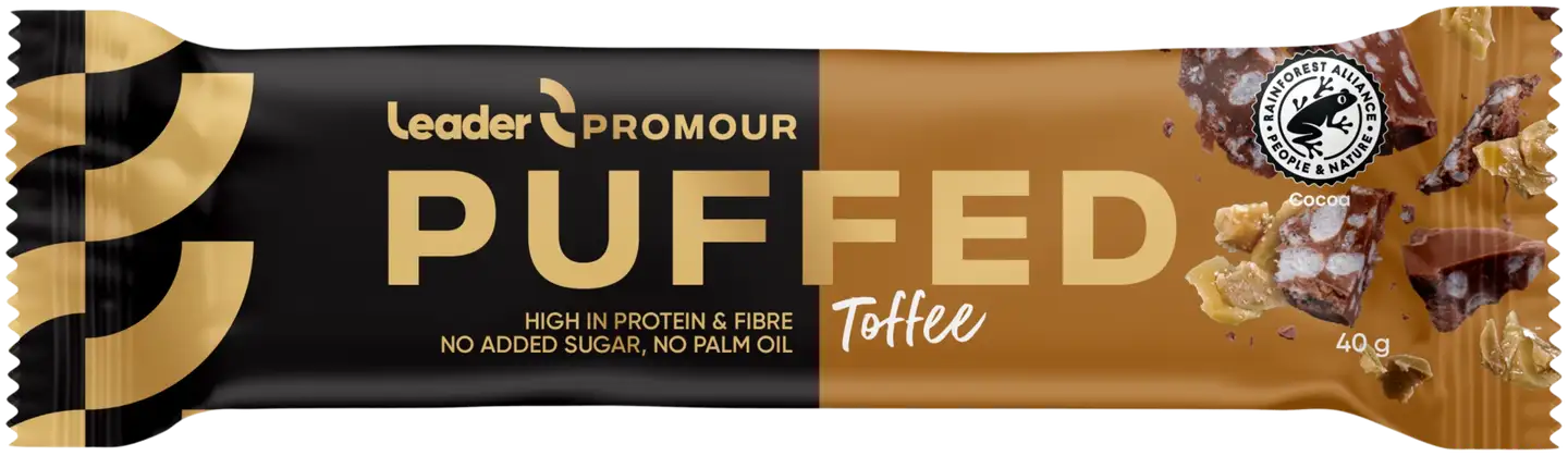 Leader Promour Puffed Toffee riisisuklaaproteiinipatukka 40 g