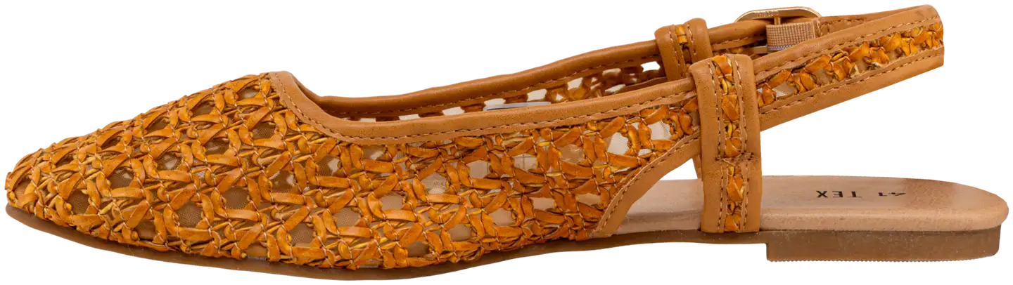 TEX naisten punotut sling back -ballerinat I981018 - Brown - 4