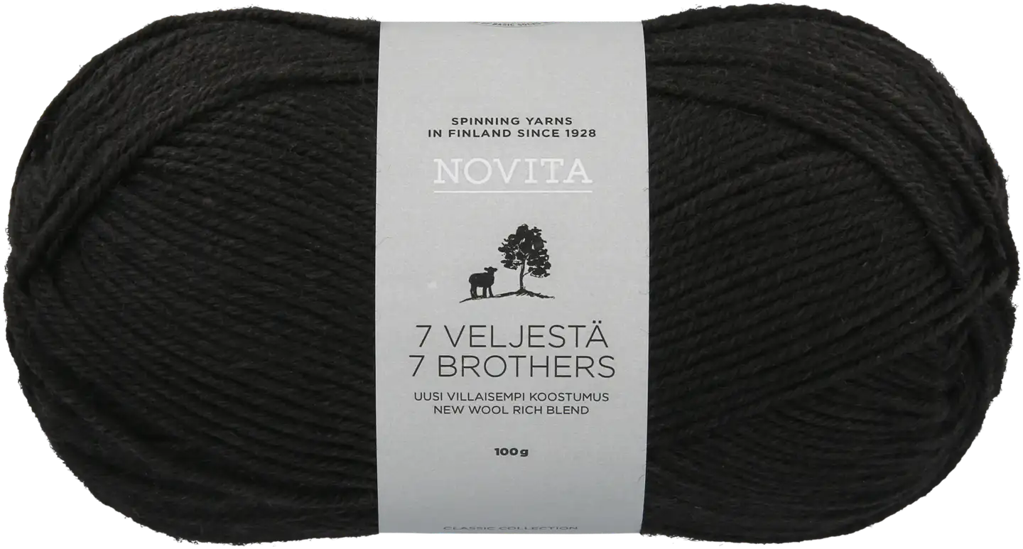 Novita lanka 7 Veljestä 100 g noki 099 - 1