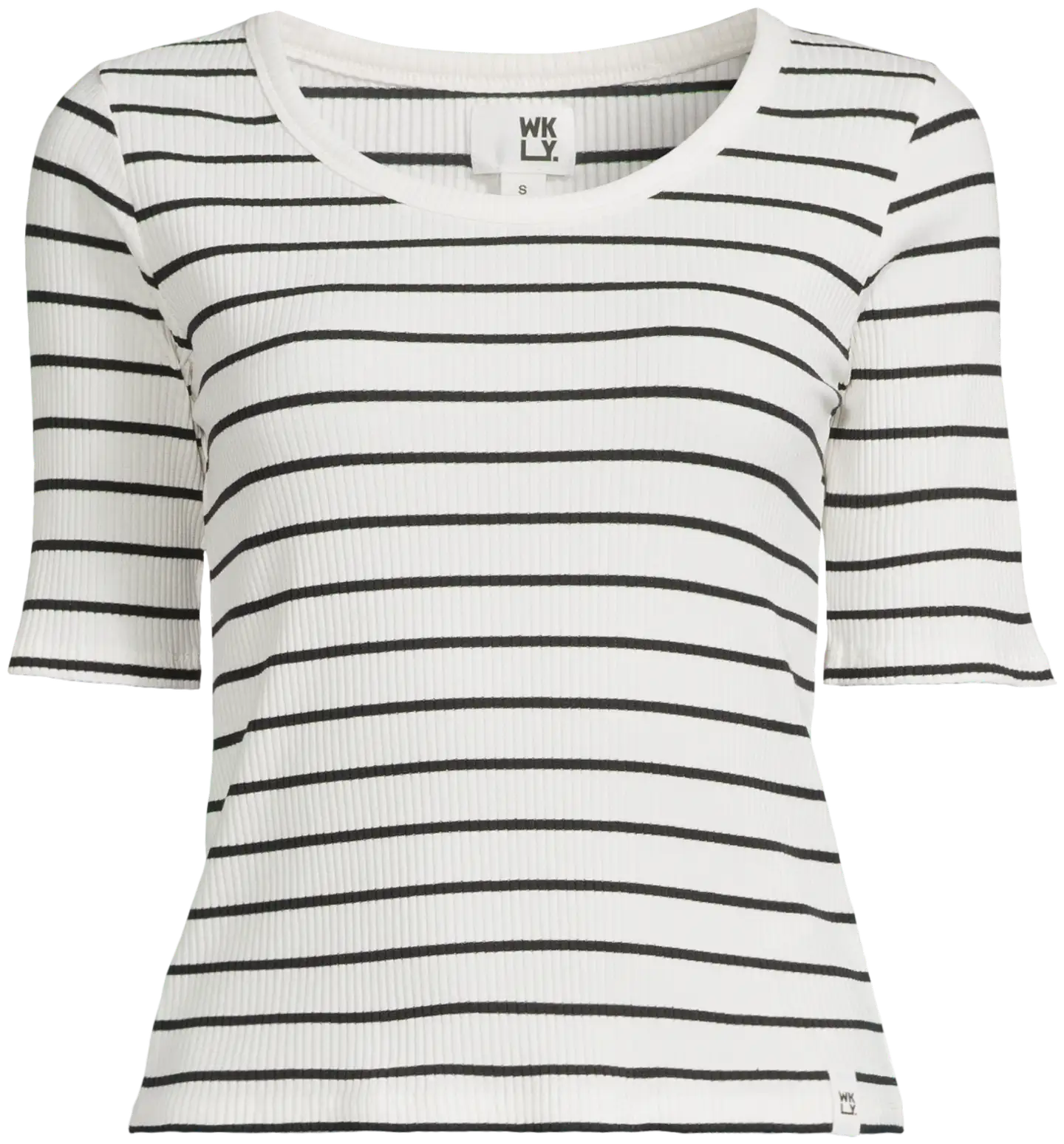 WKLY. naisten trikoopusero 213W030124 - White/Black Stripe - 2
