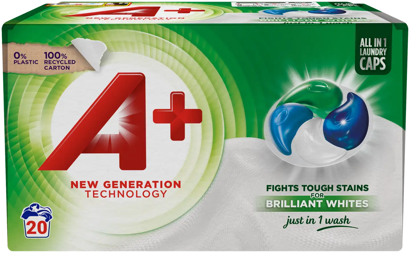 A+ Active4 Caps White pyykinpesukapselit 20kpl