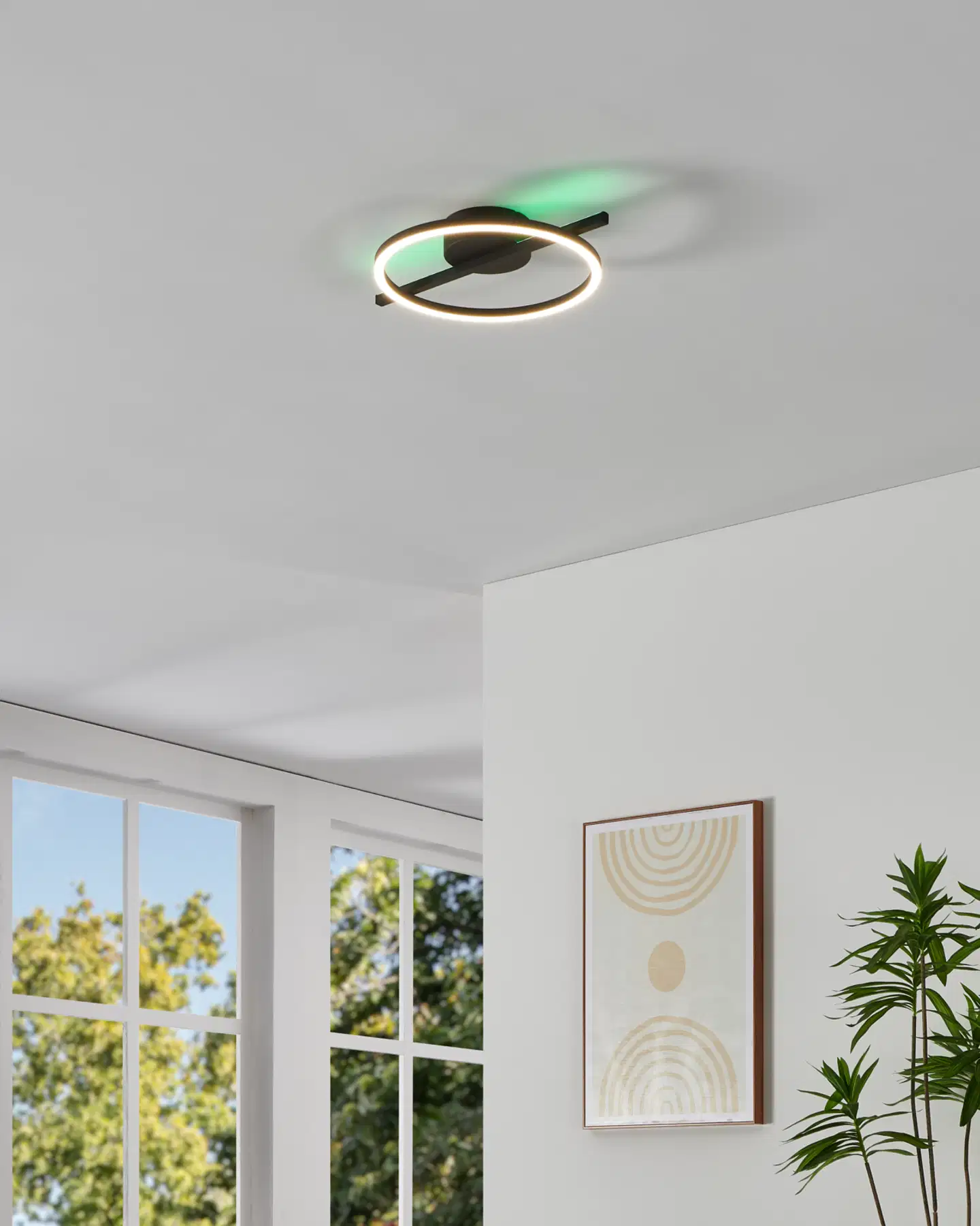 EGLO kattovalaisin Amandolo LED 17W 40 cm RGB CCT musta/valkoinen - 8