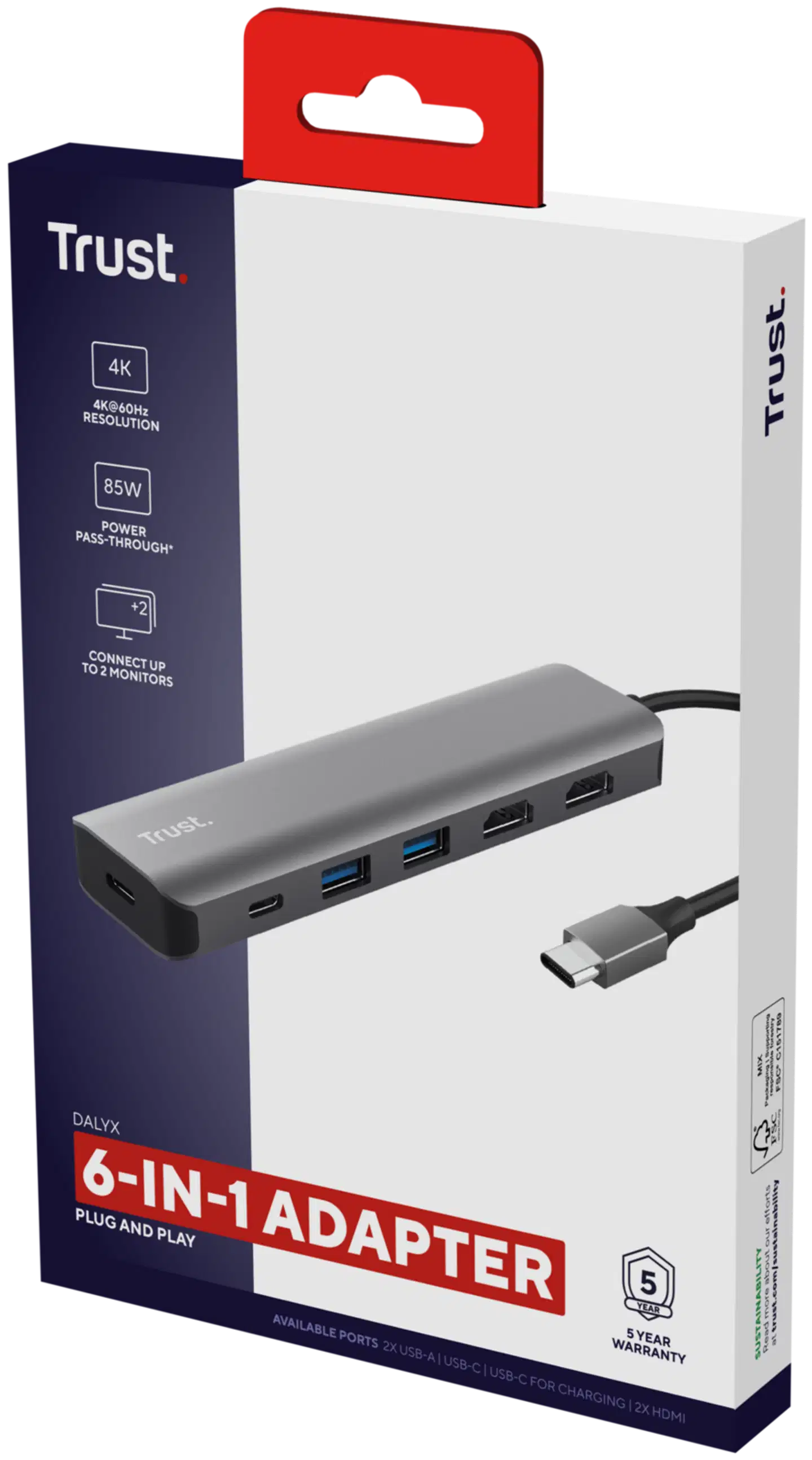 Trust Dalyx 6 in 1 HDMI adapteri - 5