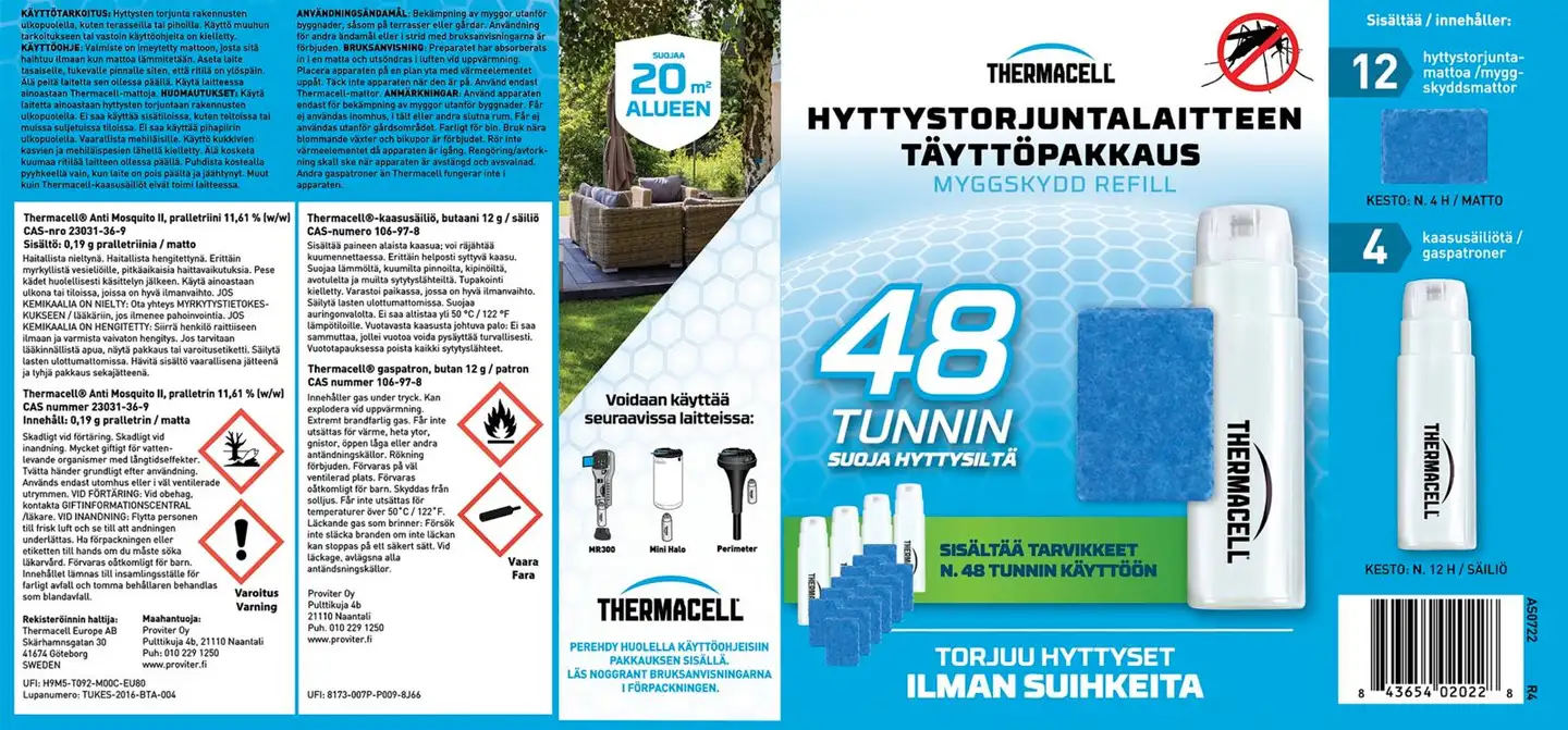 Thermacell-hyttystorjuntalaitteen täyttöpakkaus R-4 48h - 3