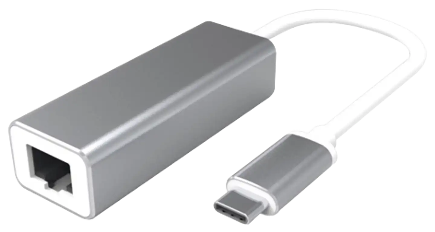 Wave USB Type-C uros - RJ45 naaras verkkoadapteri, 15cm, Hopea/Valkoinen - 1