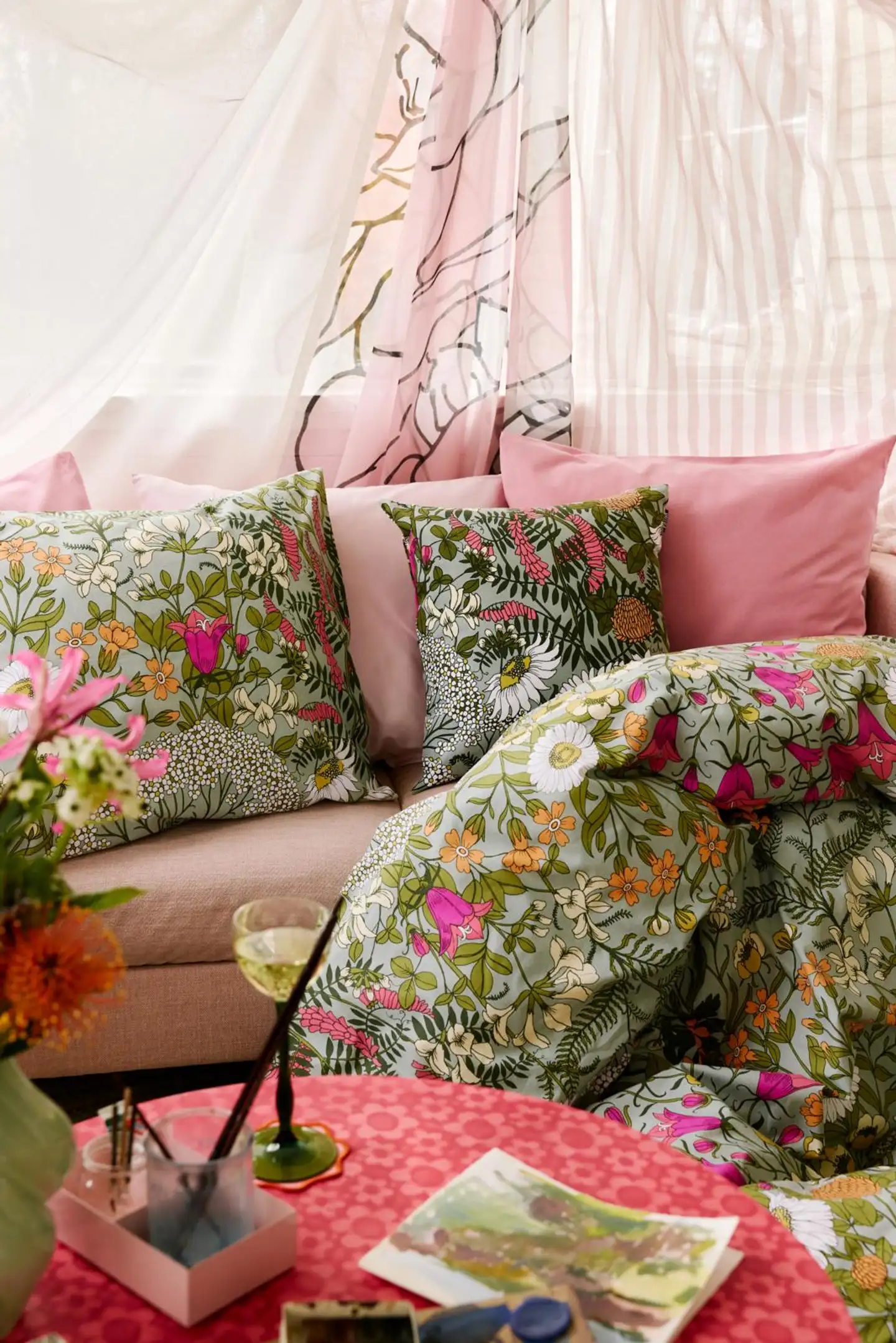 Vallila tyynynpäällinen Ahomaa 43x43 cm gvihreä/pinkki - 3