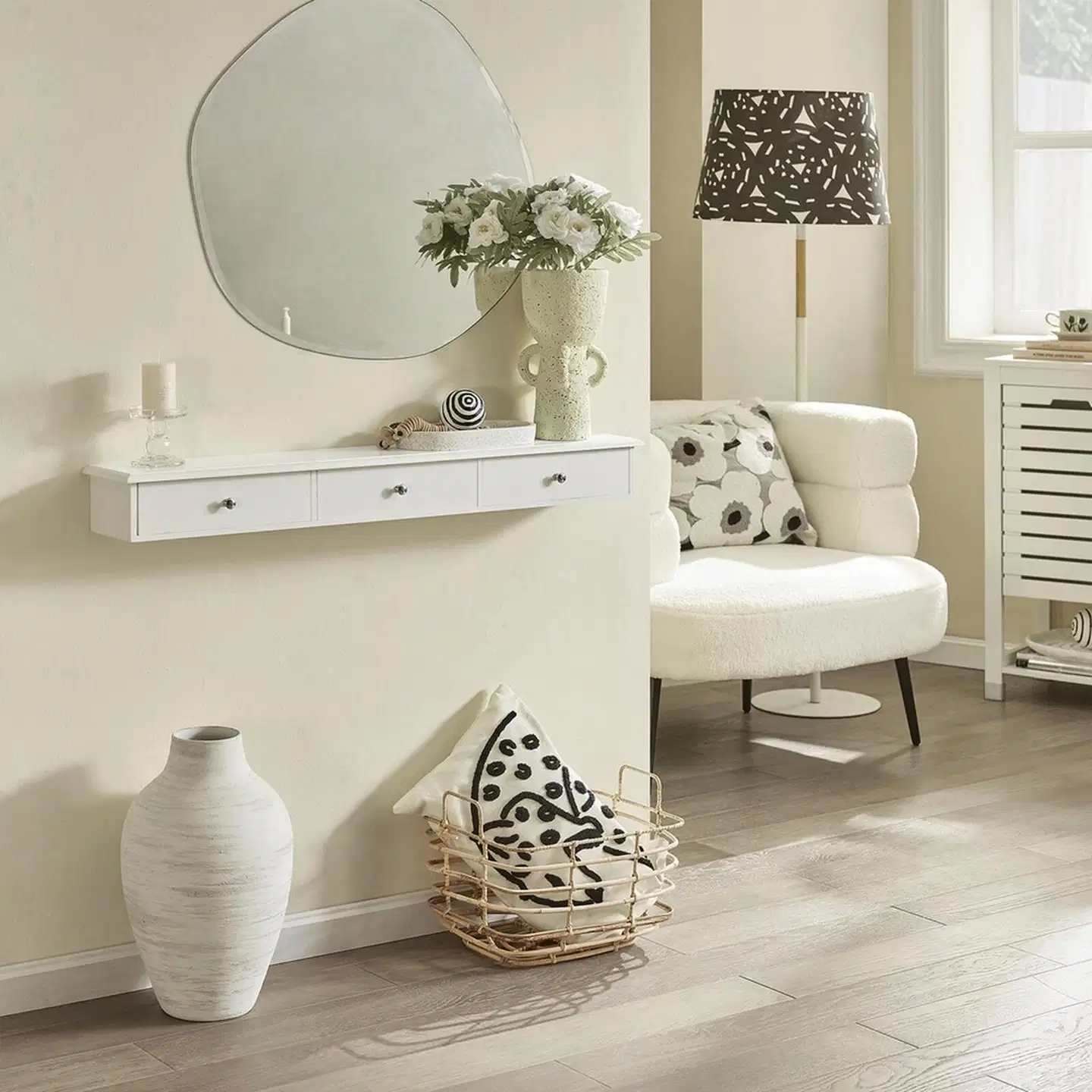 SoBuy seinähylly valkoinen FRG43-L-W - 1