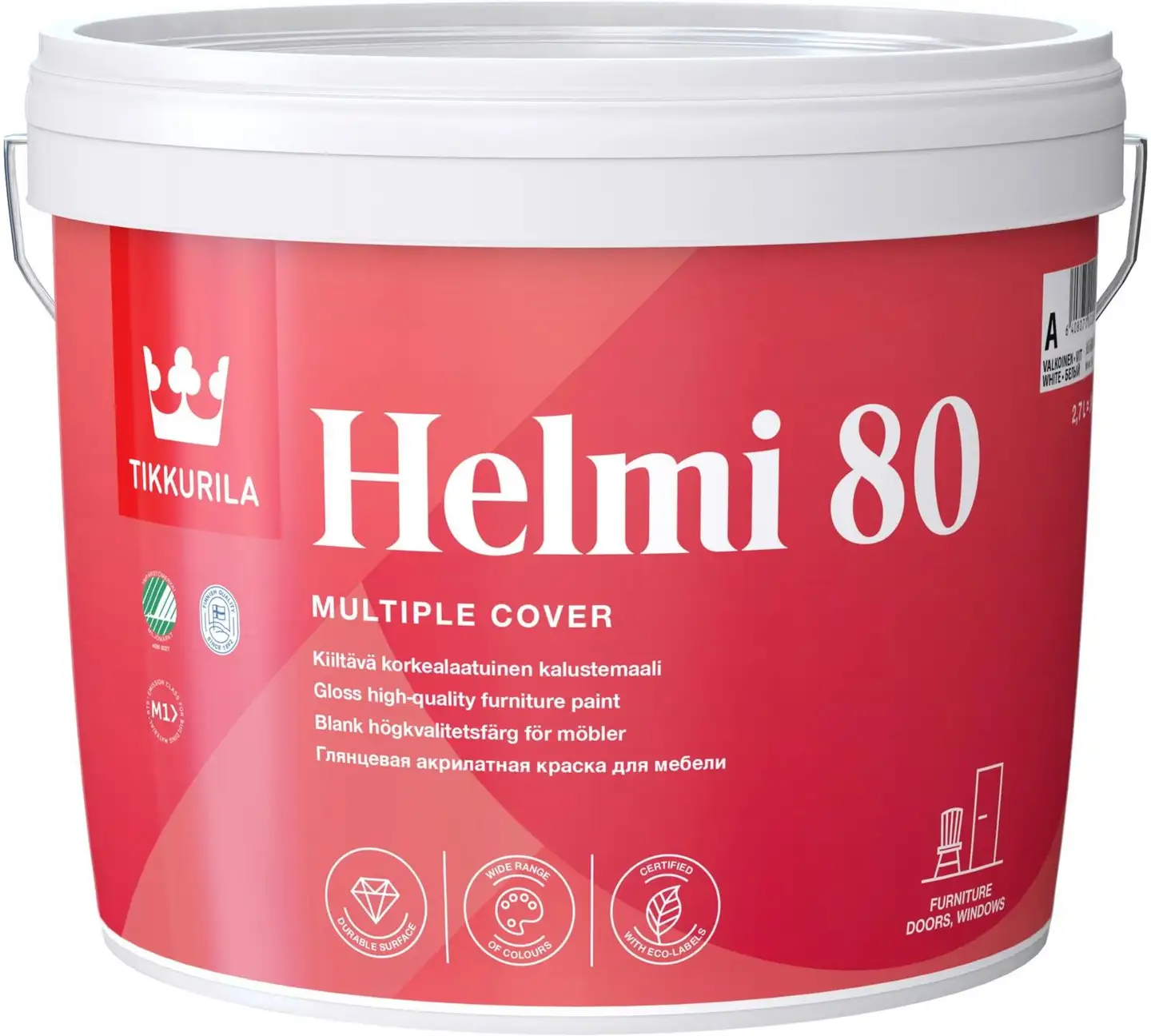 Tikkurila kalustemaali Helmi 80 2,7 l C sävytettävä kiiltävä