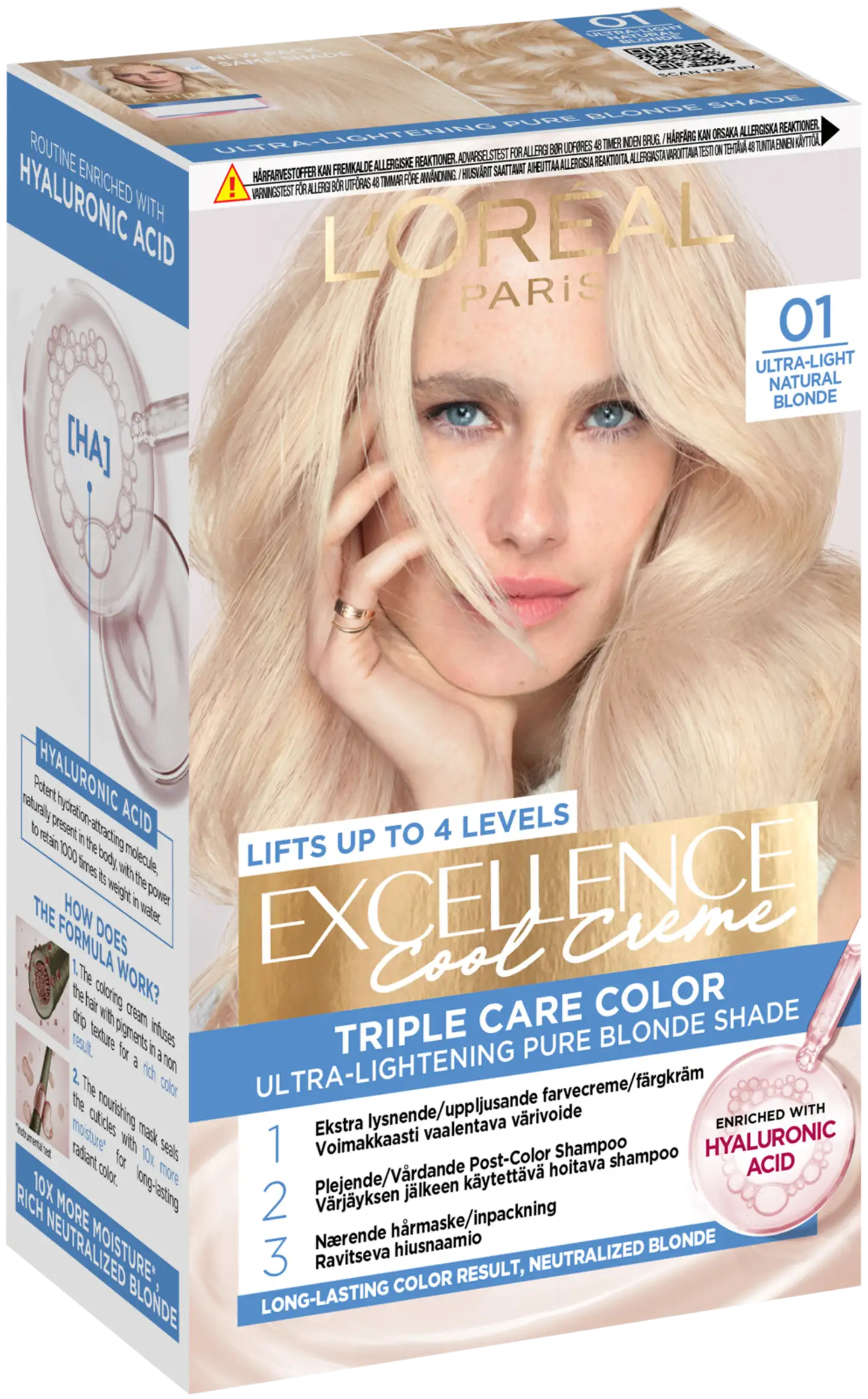 L'Oréal Paris Excellence Creme 01 Blonde Supreme Erittäin Kirkas Vaalea kestoväri 1kpl - 2