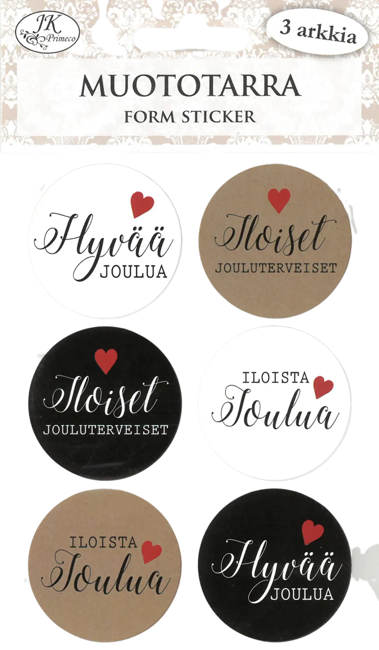 J.K. Primeco Muototarra Joulutoivotukset musta-natur 3 ark