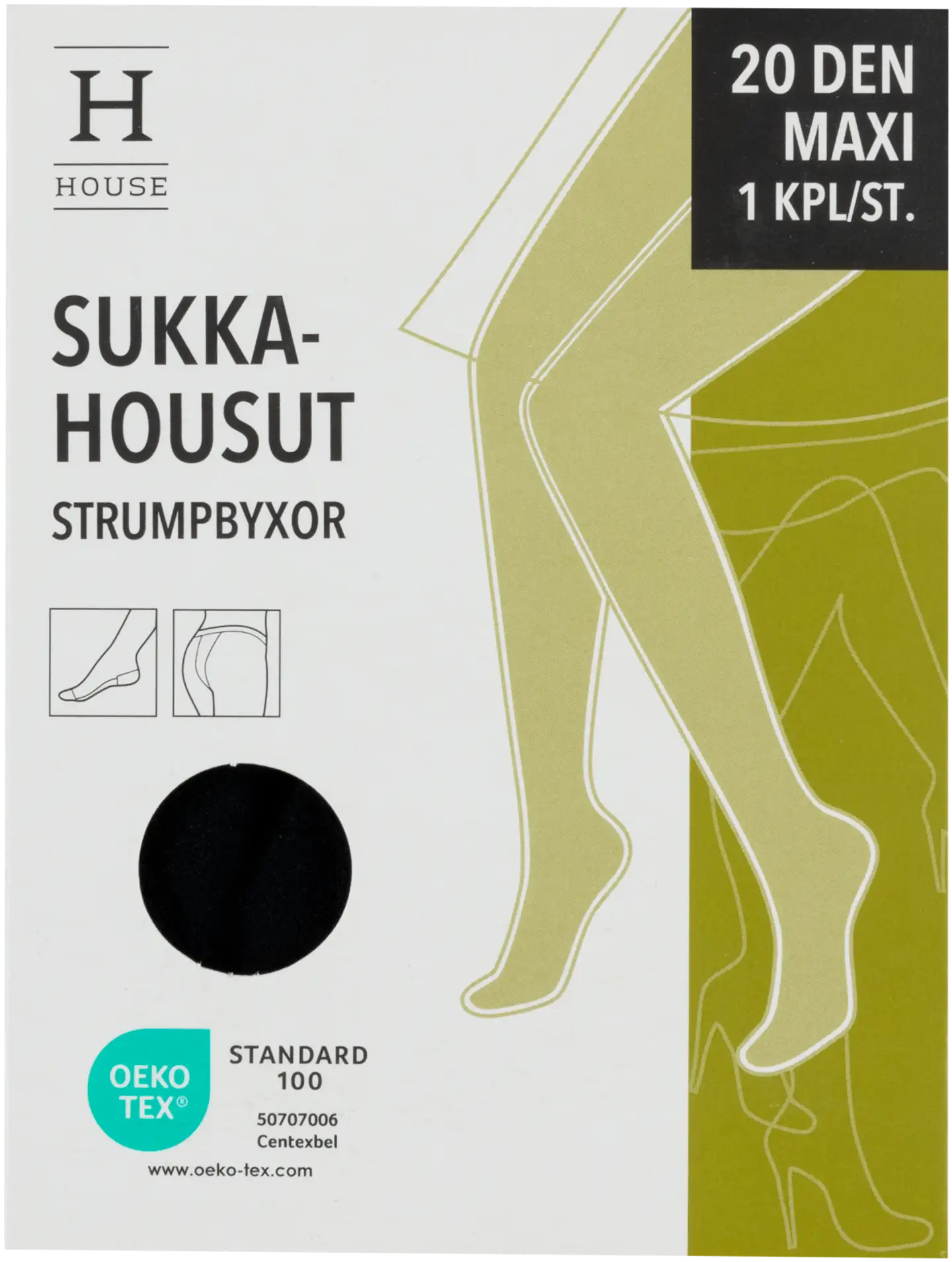 House naisten sukkahousut maxi 20 den plus-koko - MUSTA