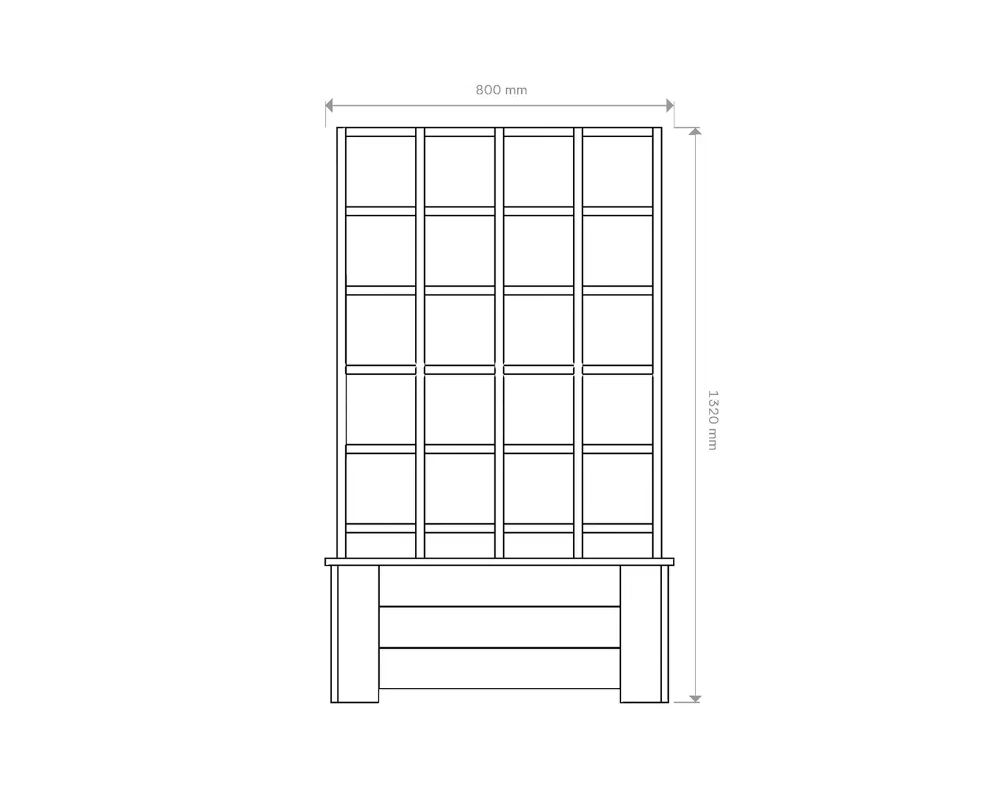 Miljöökoriste istutuslaatikko syvä köynnösritilällä kokonaiskorkeus 132cm, laatikko 80x30cm - 2