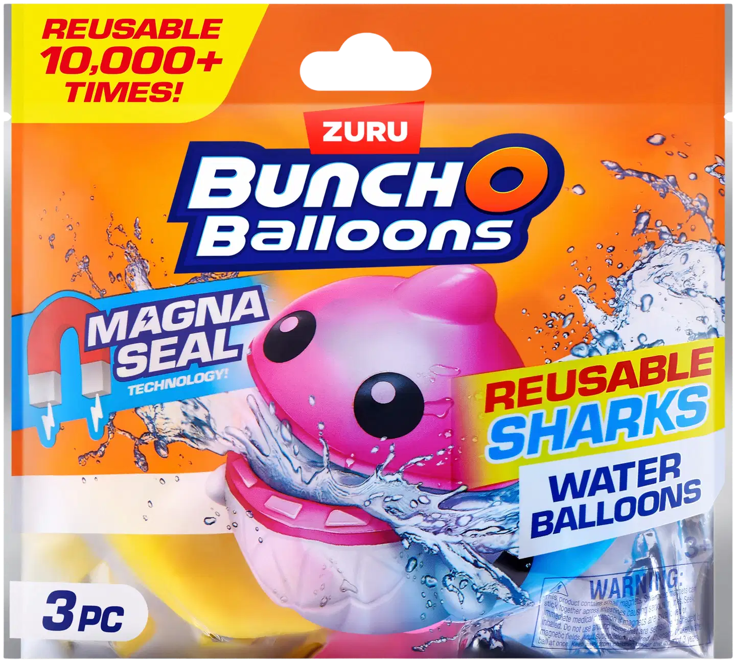 Bunch O Balloons uudelleenkäytettävät vesipallot hai 3 kpl - 3