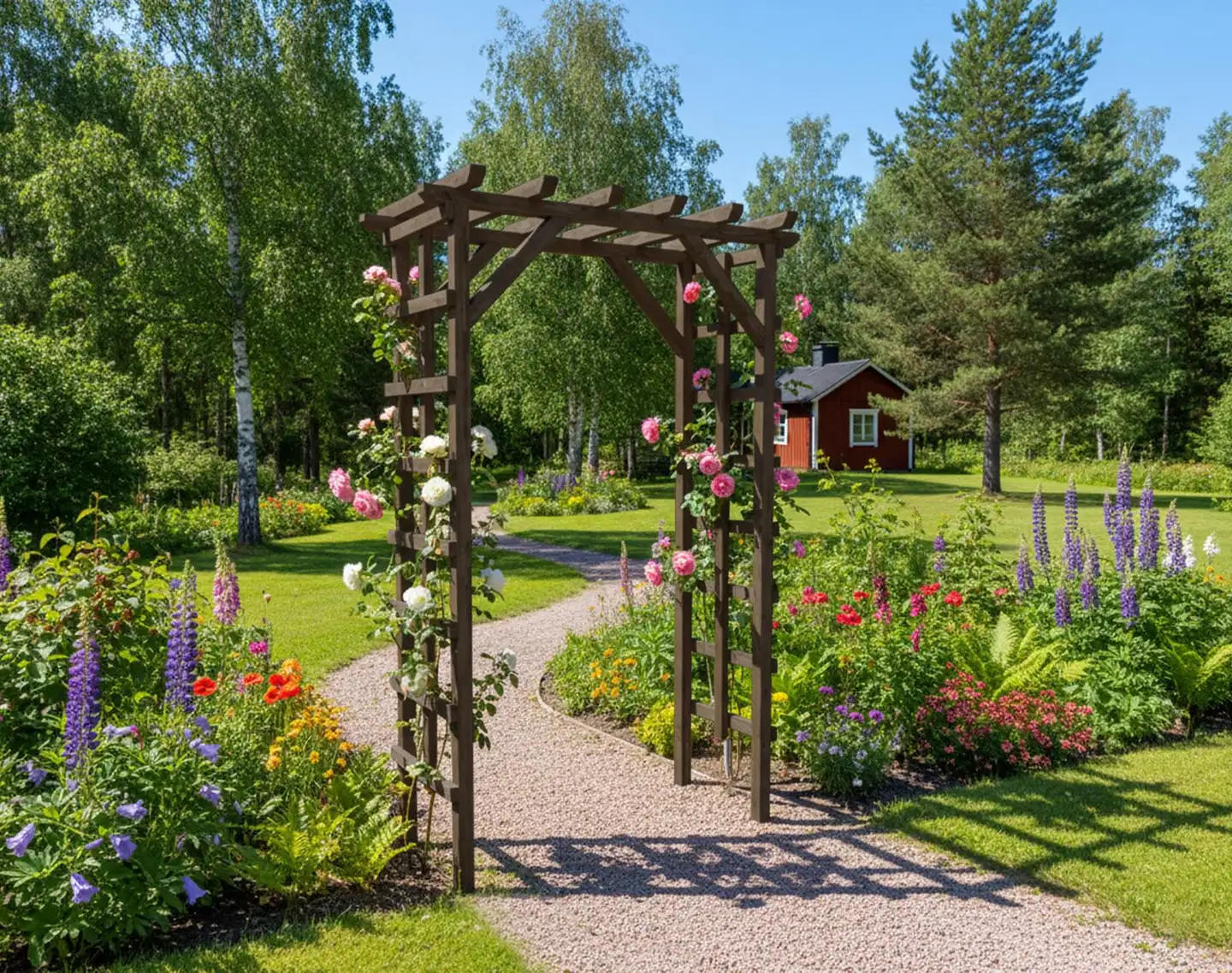 Miljöörakennus puutarhaportti tumman harmaa 210 x 140 x 69 cm - 4