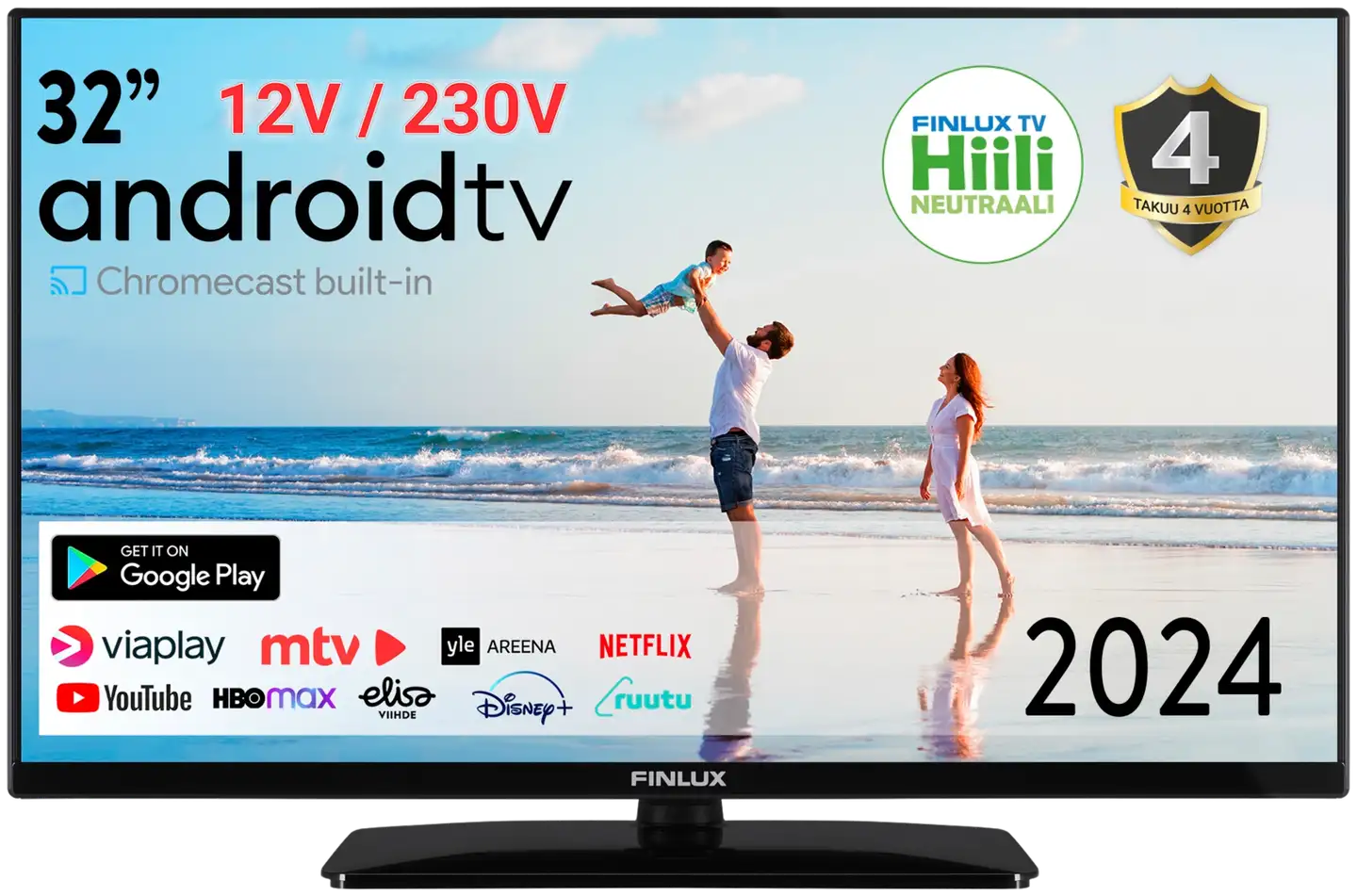 Finlux 32" FullHD Android Smart TV 12V sekä 230V käyttöjännitteellä 32M8.1ECI-12 - 1