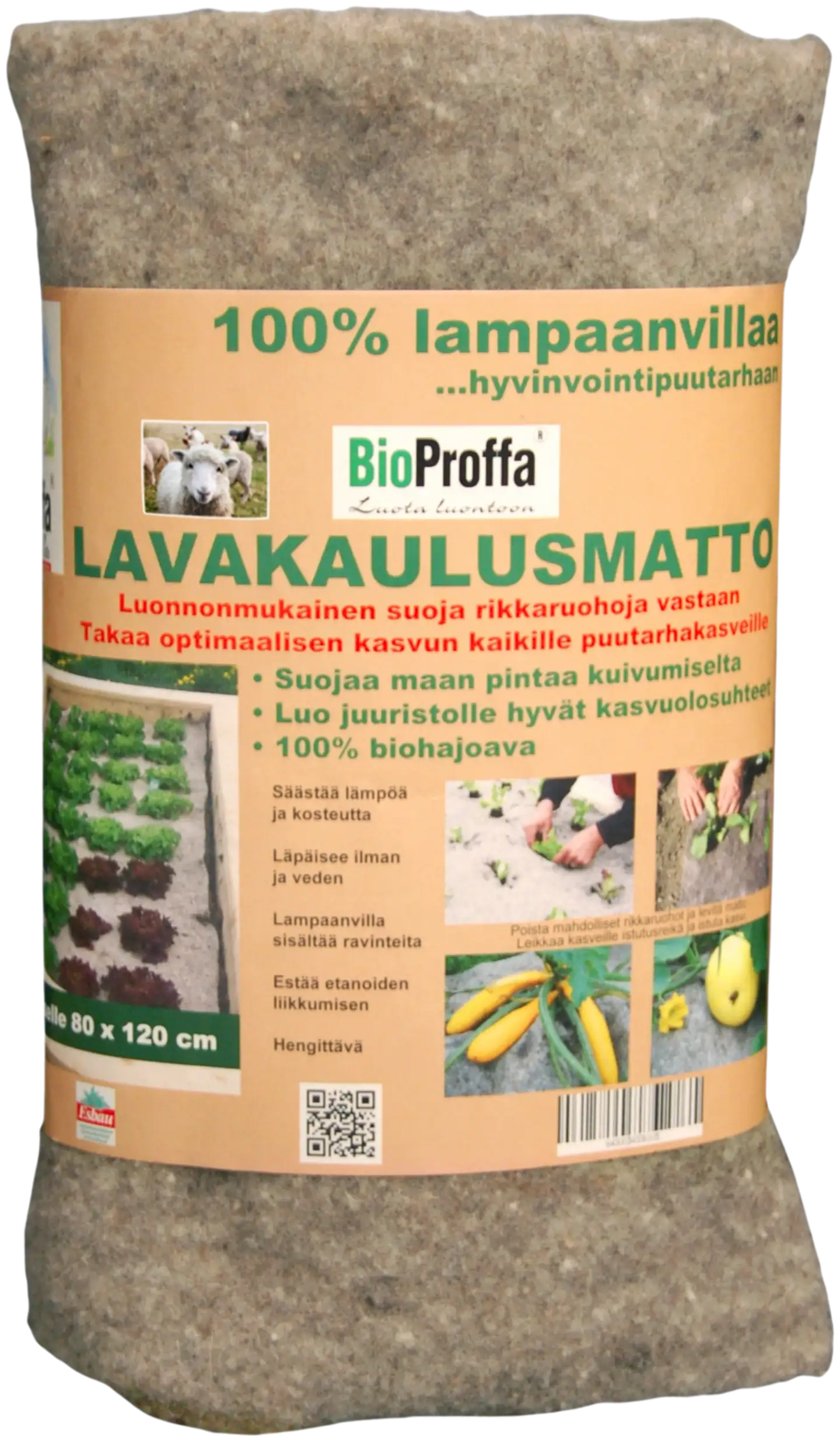 BioProffa Lavakaulusmatto lampaanvillaa, 120 X 80 X 0,2cm - 1