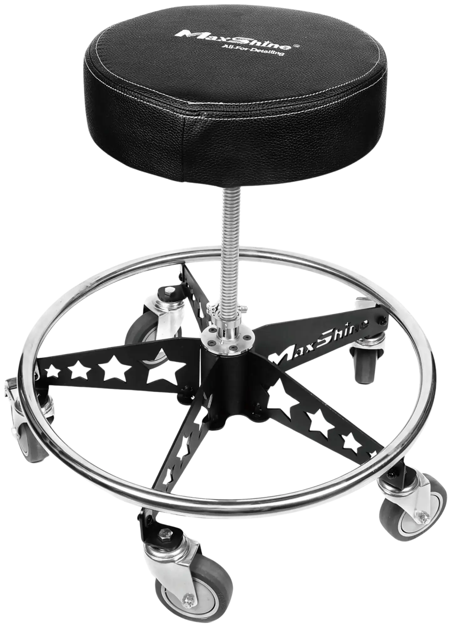 Maxshine 702313 Premium  Detailing jakkara – säädettävä työtuoli 45–65 cm, pehmustettu istuin, 4” teollisuuspyörät, 180 kg kantavuus, lisävarusteena työkalutarjotin - 2