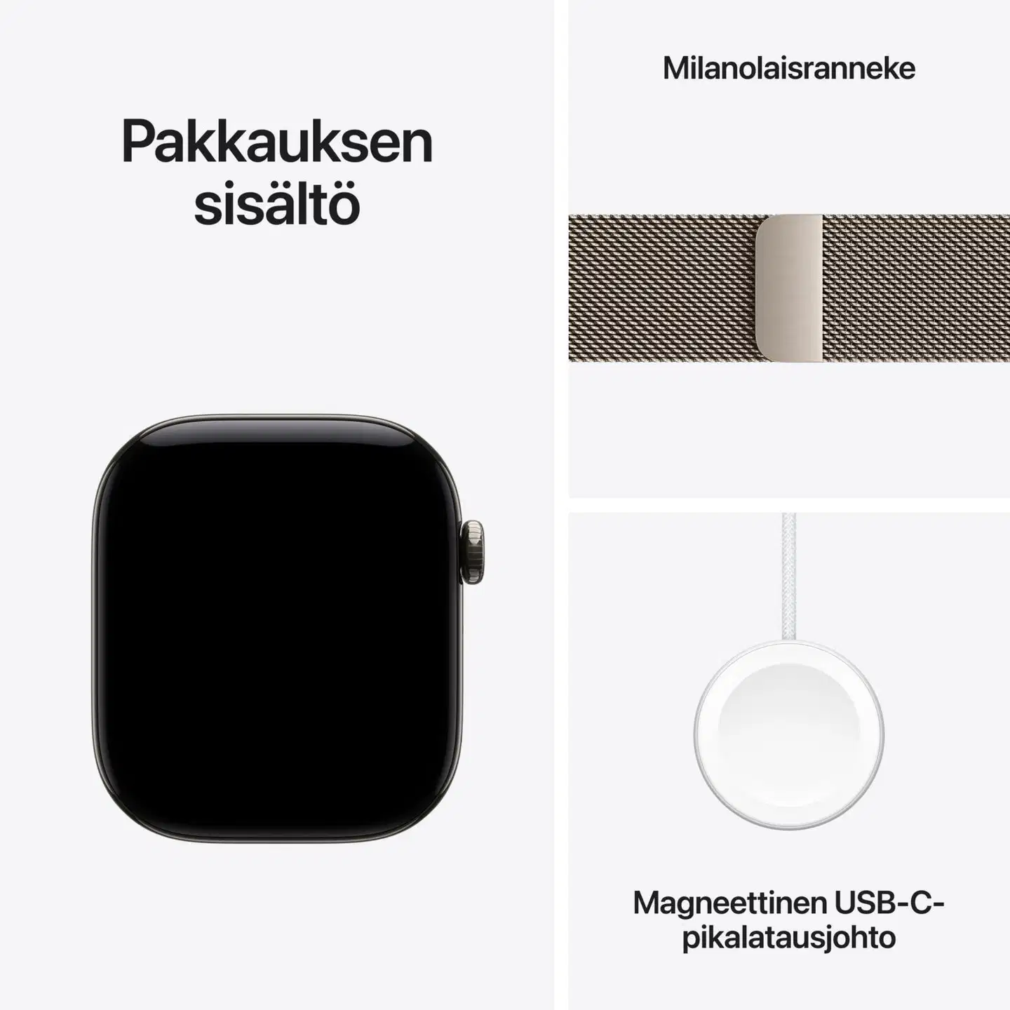 Apple Watch Series 12 GPS + Cellular 42 mm:n luonnontitaanikuori ja luonnonvärinen milanolaisranneke - MJGH4QN/A - 5