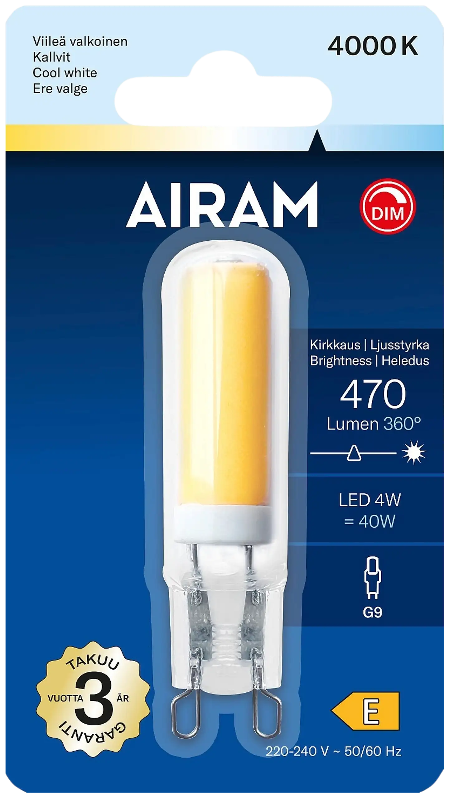 Airam LED FG PO 840 470lm G9 DIM - 2