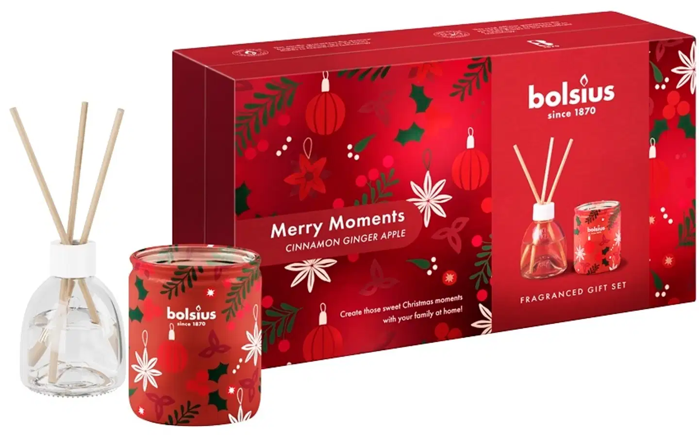 Bolsius - True Glow -  lahjapakkaus - tuoksukynttilä lasissa, huonetuoksu - Merry Moments - 3