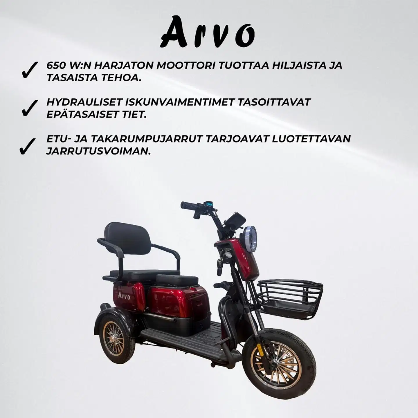 Arvo senioriskootteri p250 punainen - 9
