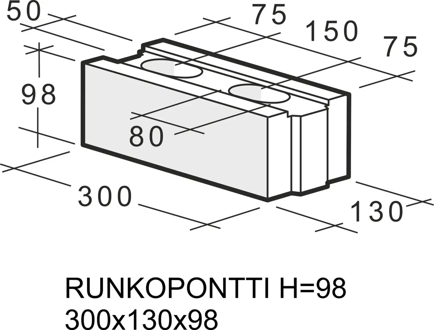 Kahi Runkopontti H=98 300x130x98