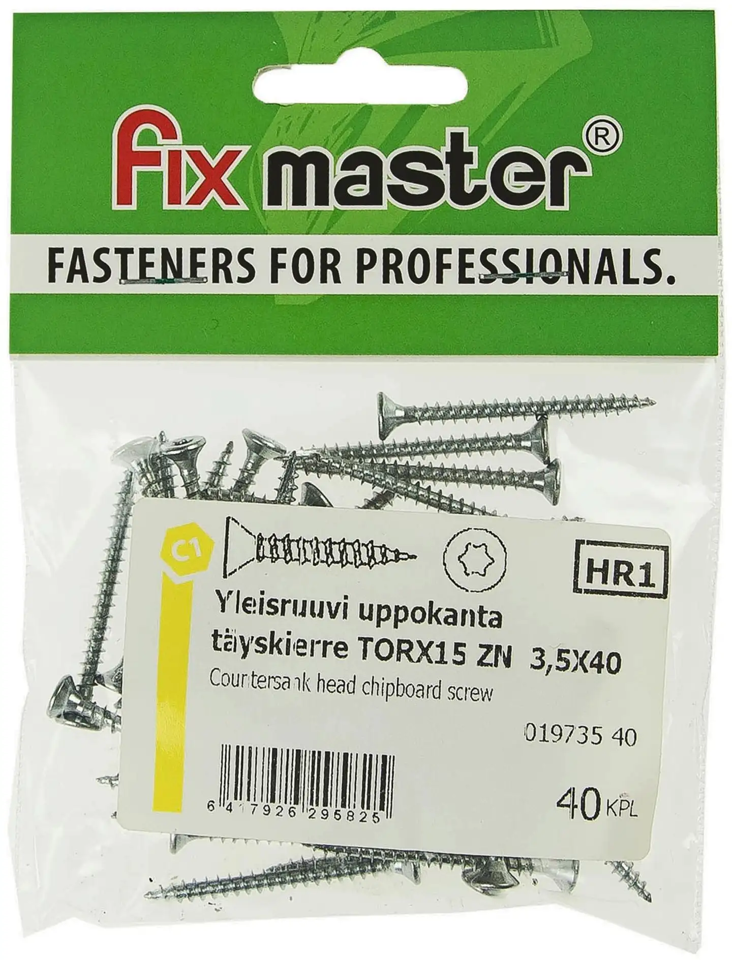 Fix Master yleisruuvi uppokanta täyskierre 3,5X40 torx15 sinkitty 40kpl